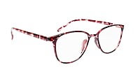 Unisex Large Rectangular Spectacle Frame. Red & Transparent Frame