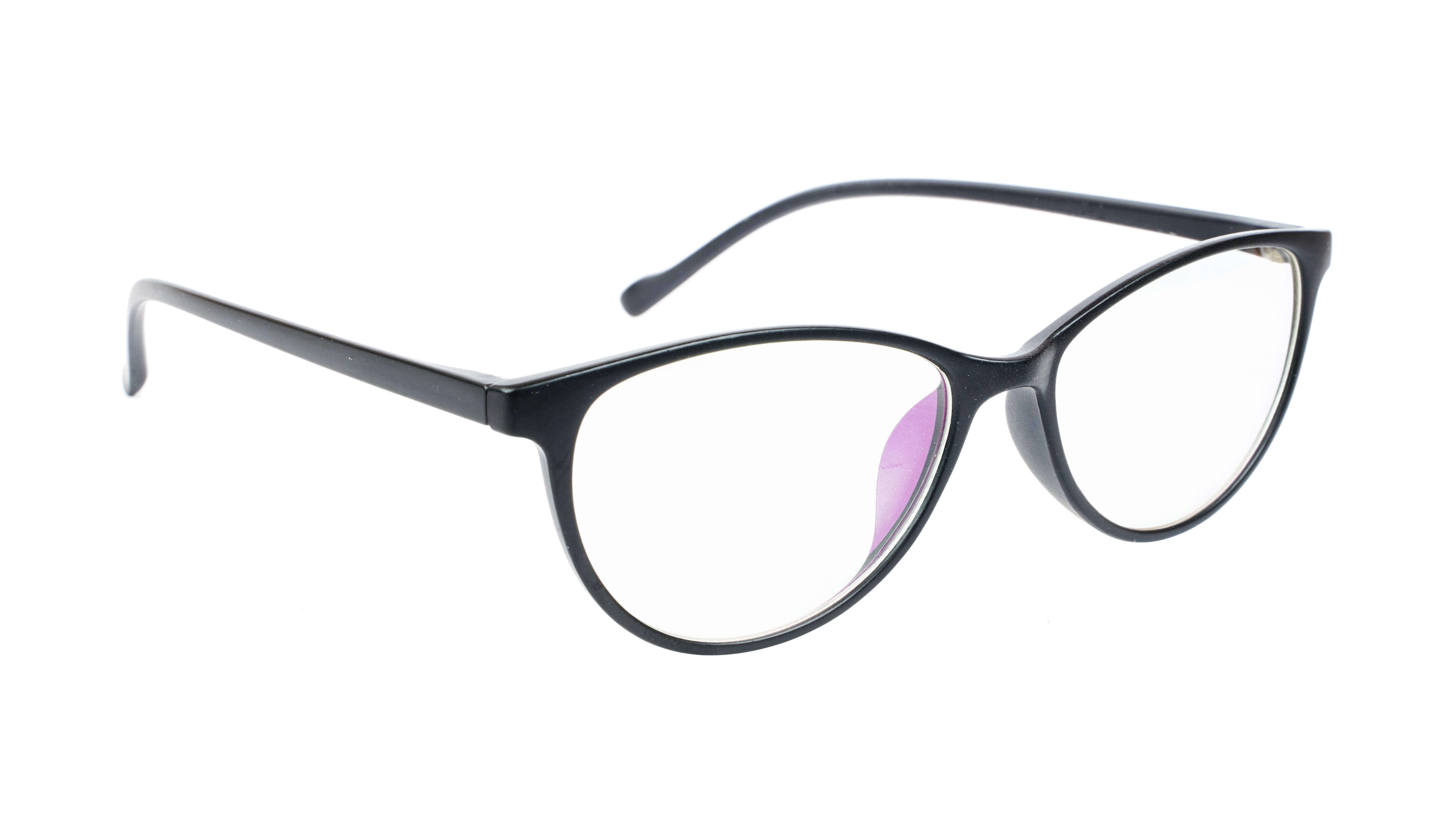 Female Large Cateye Spectacle Frame. Glossy Black Frame