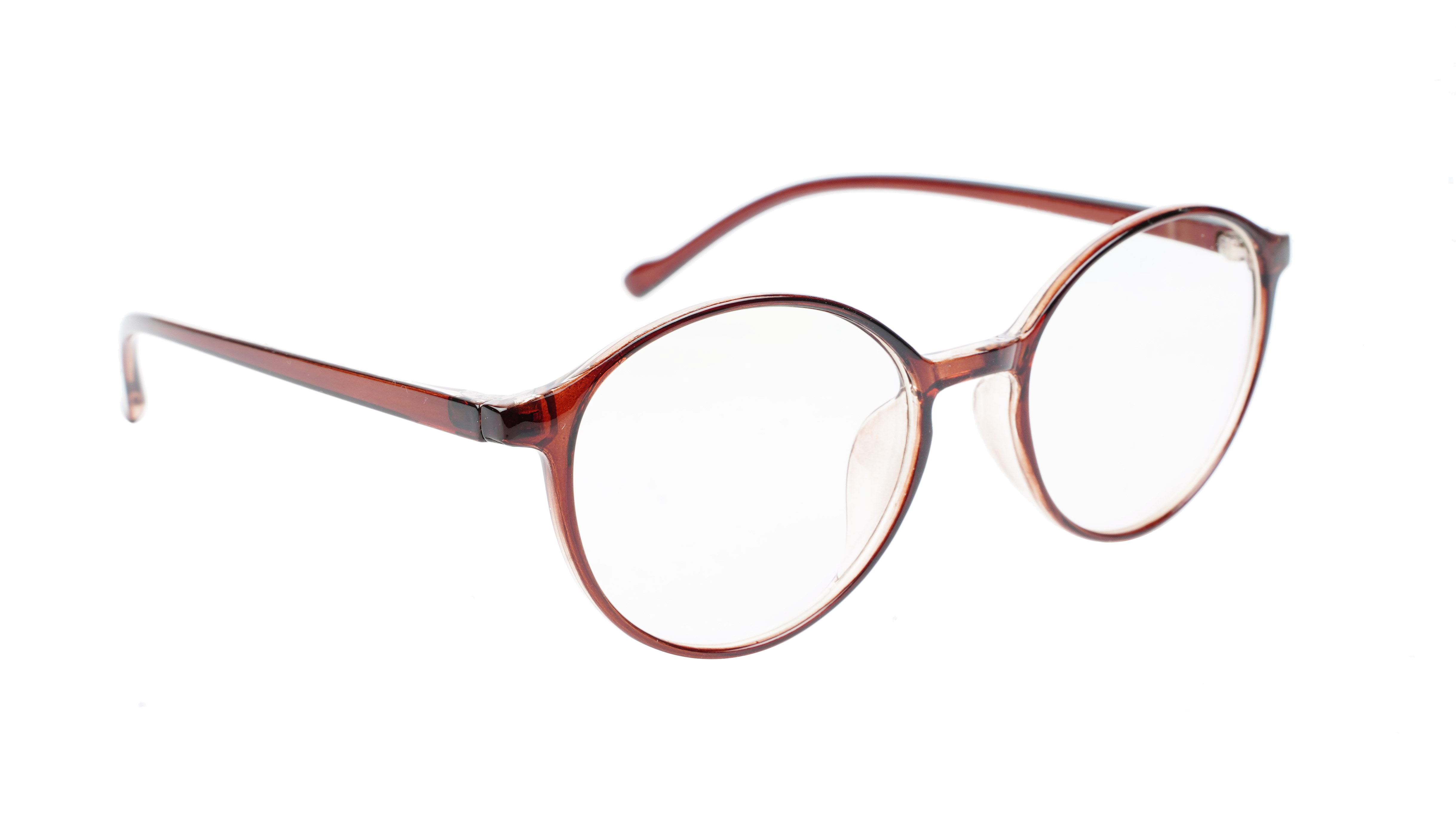 Unisex Medium Full Rim Round Spectacle Frame. Brown Frame