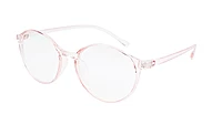Female Full Rim Round Medium Spectacle Frame. See Through Pink Color