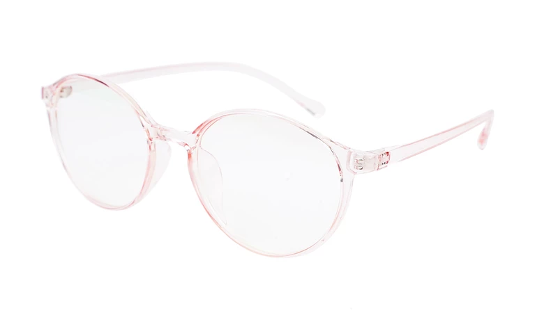 Female Full Rim Round Medium Spectacle Frame. See Through Pink Color