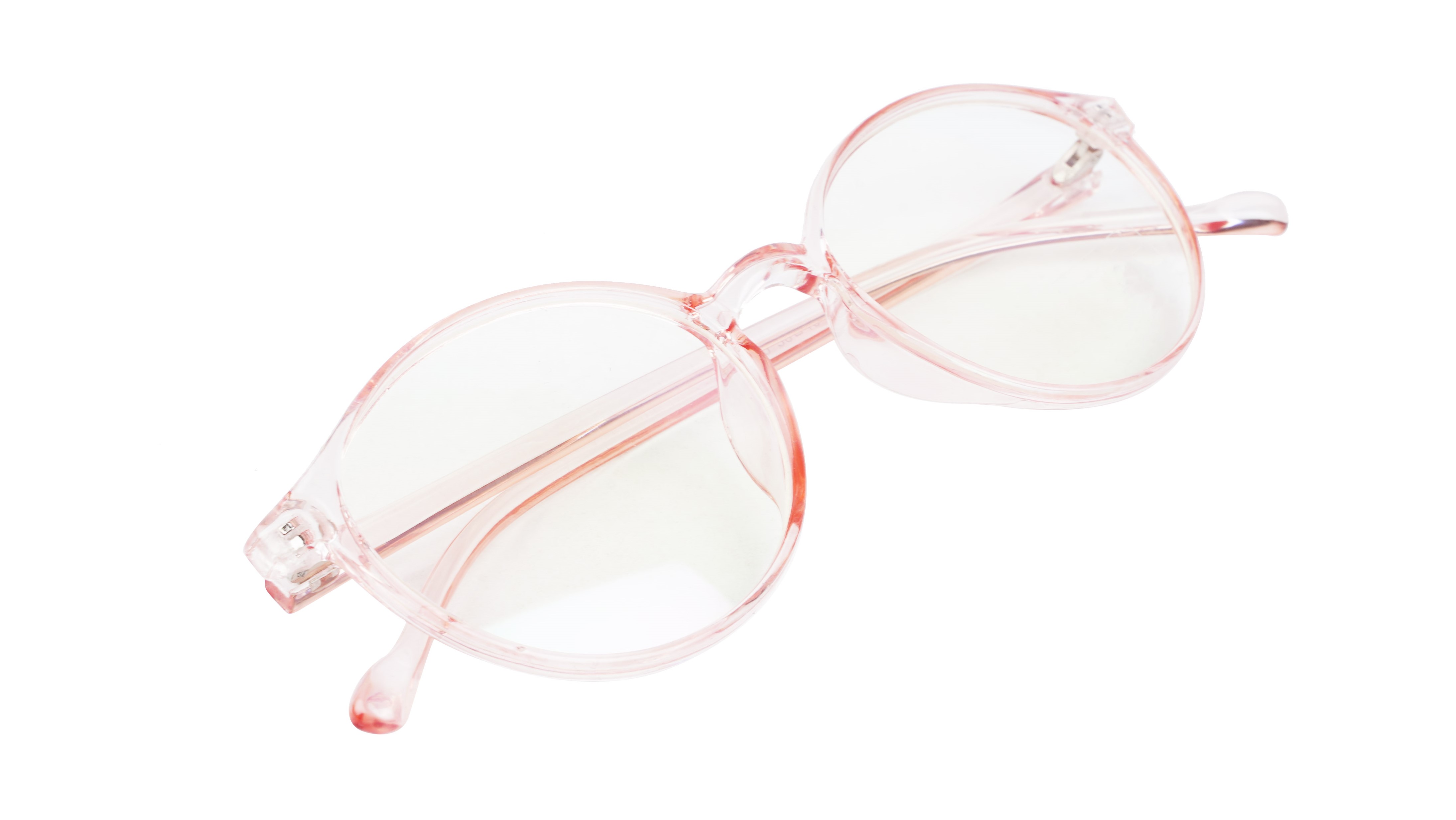 Female Full Rim Round Medium Spectacle Frame. See Through Pink Color