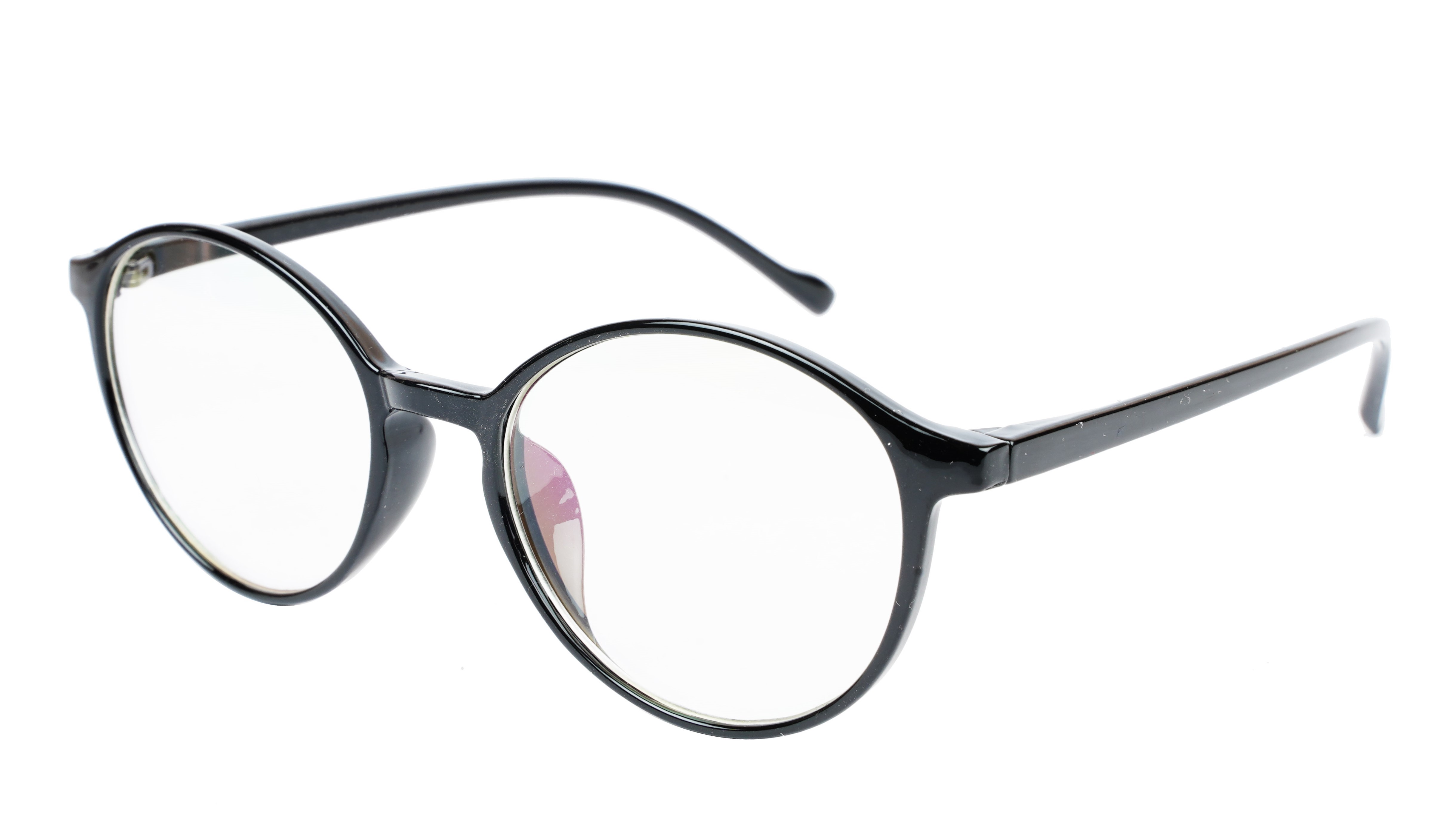 Soigné Unisex Medium Round Spectacle.Glossy Black with leather pouch