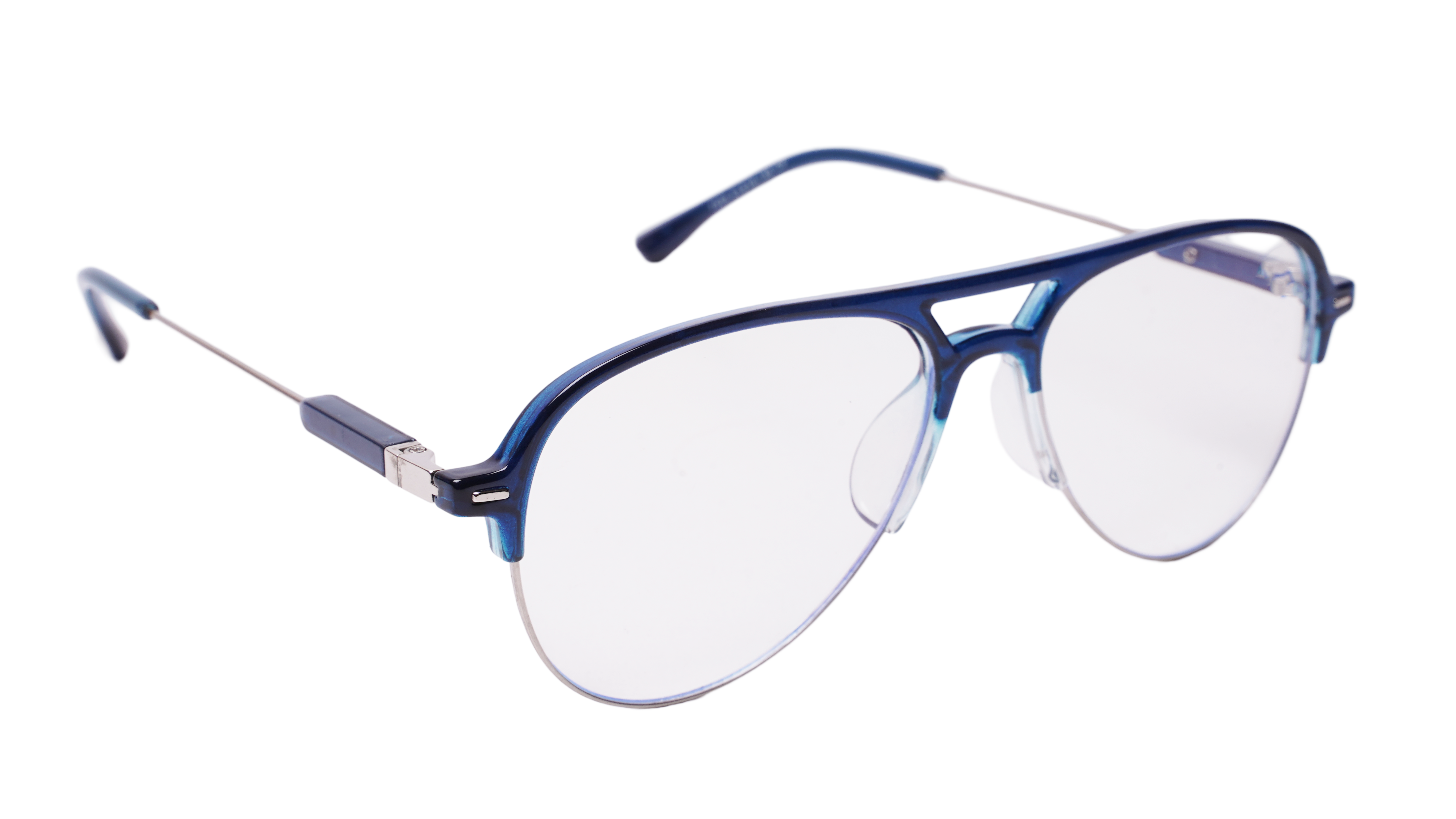 Soigné Unisex Large Half Rim Aviator Spectacle Frame.Blue