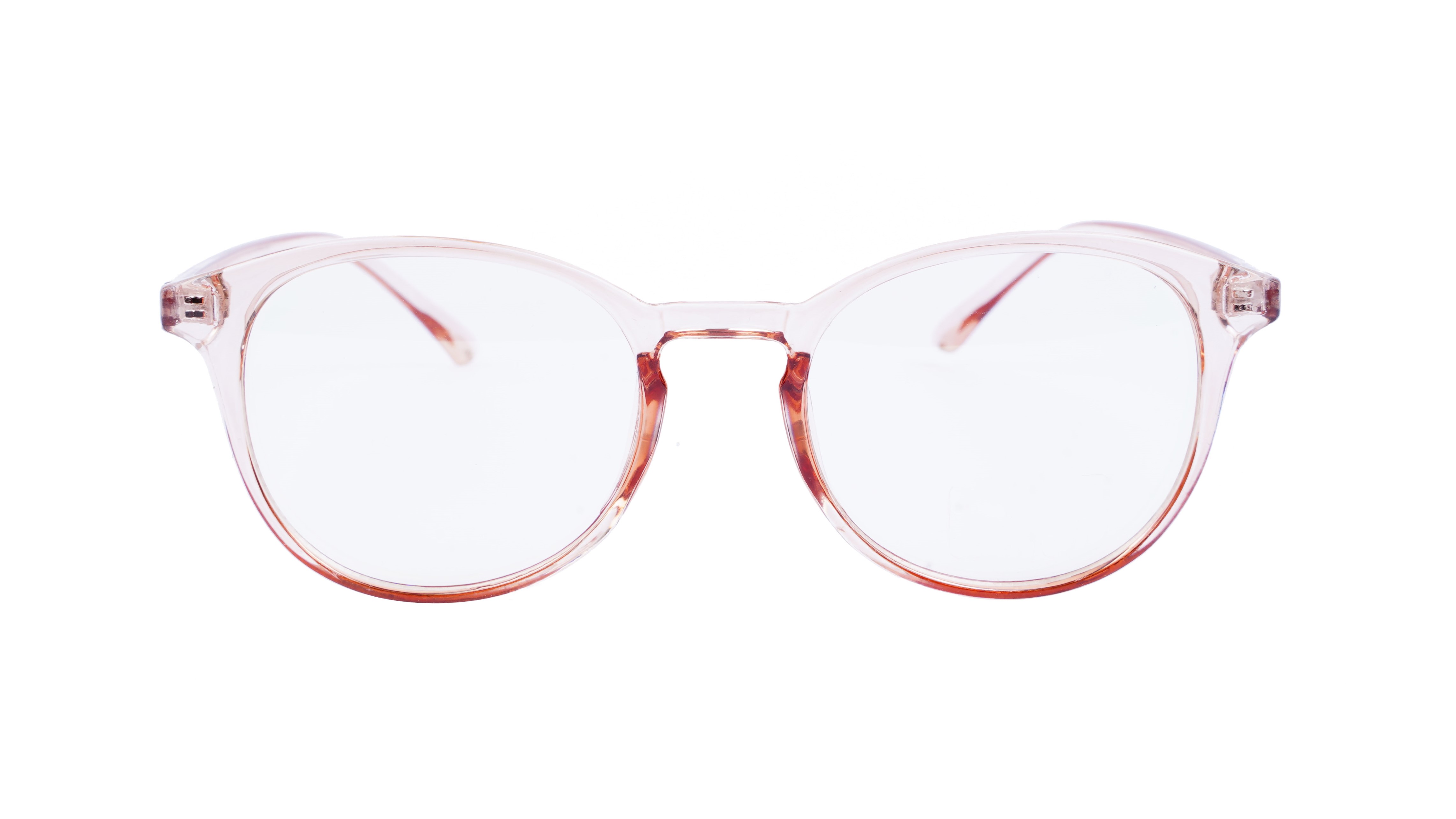 Unisex Large Round Spectacle Frame. See Through Brown Color