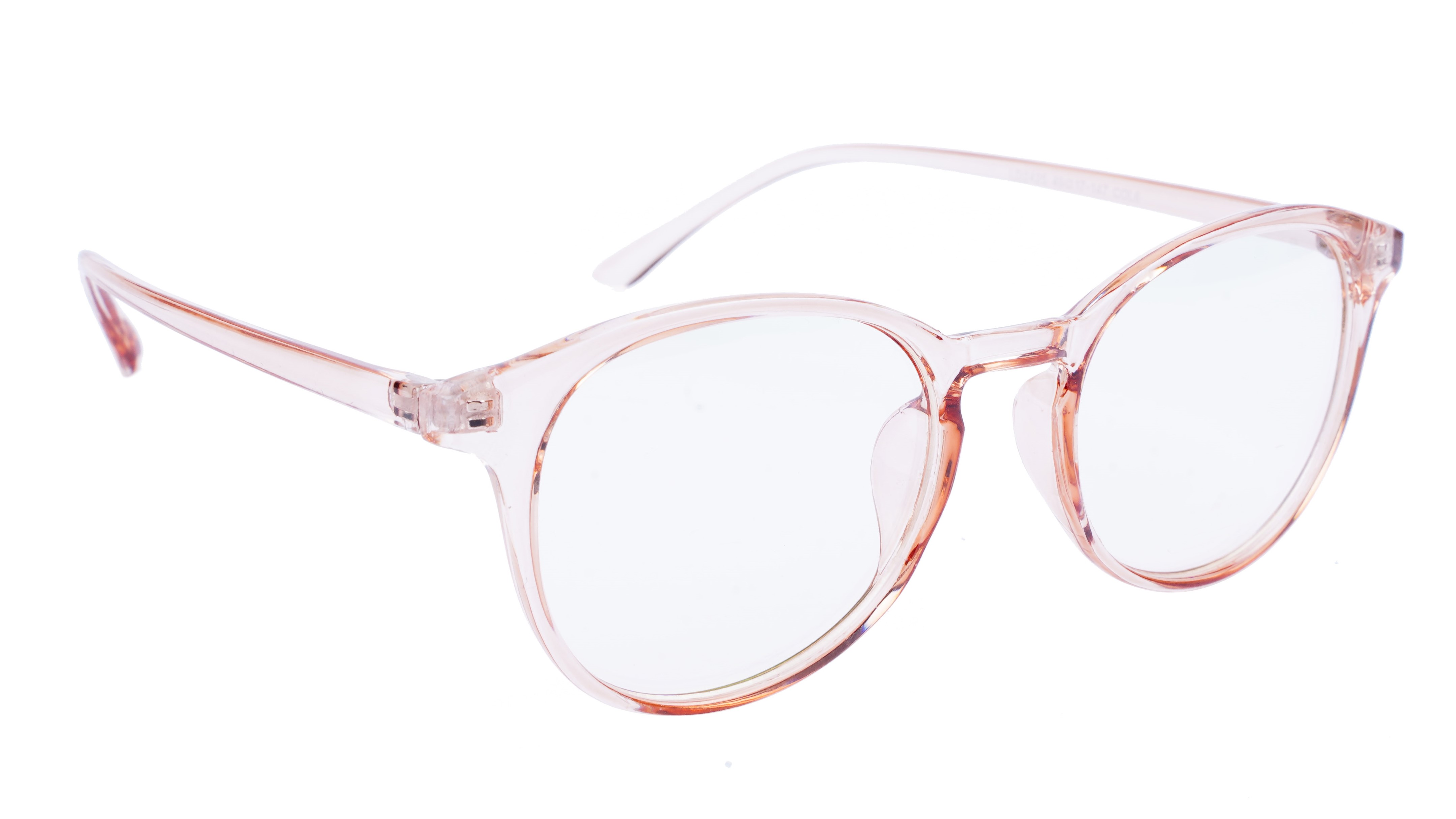 Unisex Large Round Spectacle Frame. See Through Brown Color
