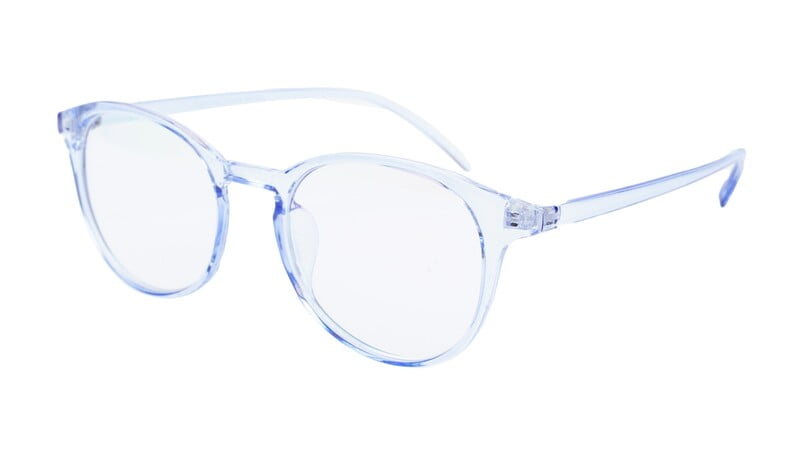 Unisex Large Full Rim Round Spectacle Frame. See Through Blue Color Unisex Large Full Rim Round Spectacle Frame. See Through Blue Color