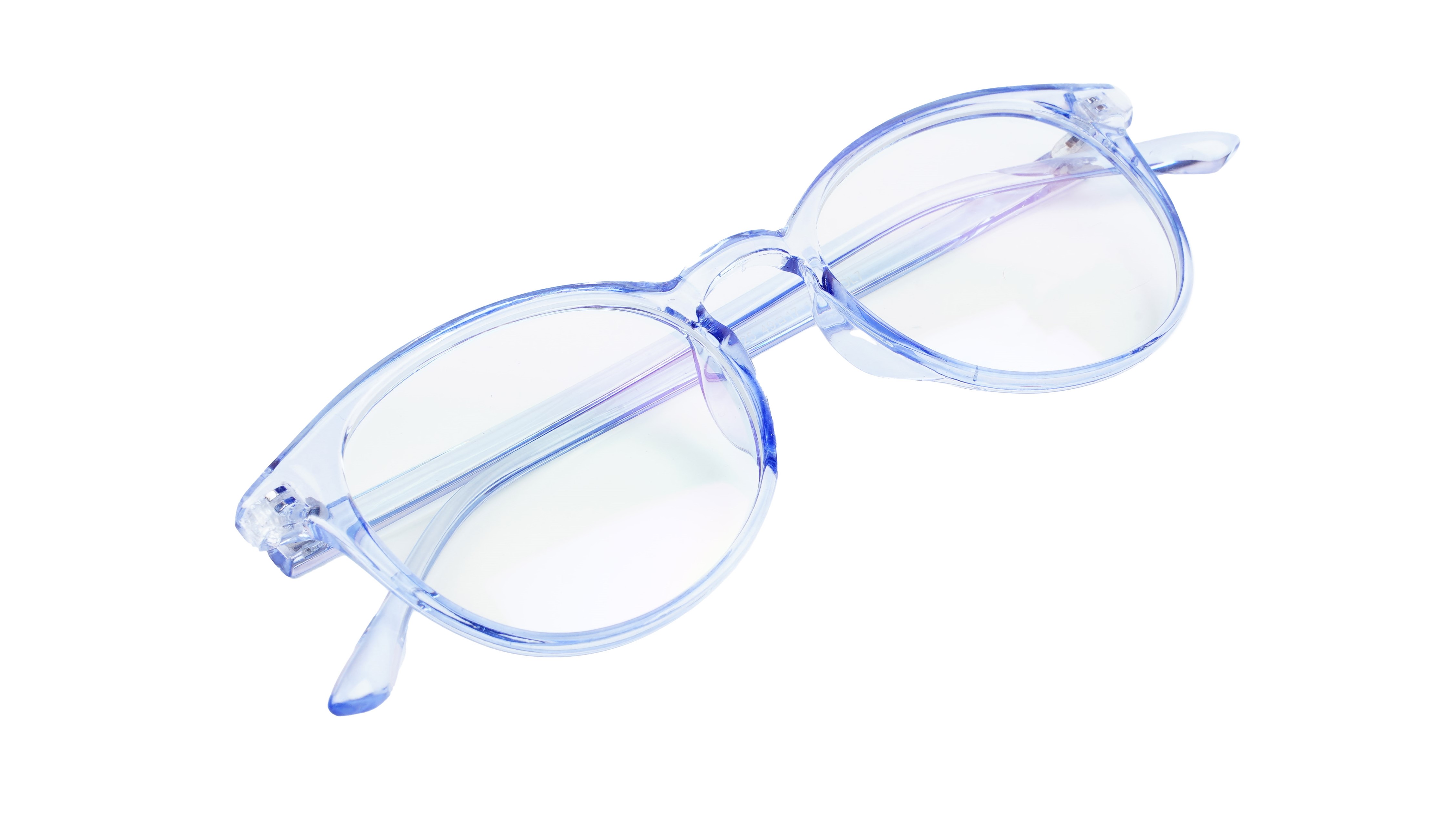 Unisex Large Full Rim Round Spectacle Frame. See Through Blue Color