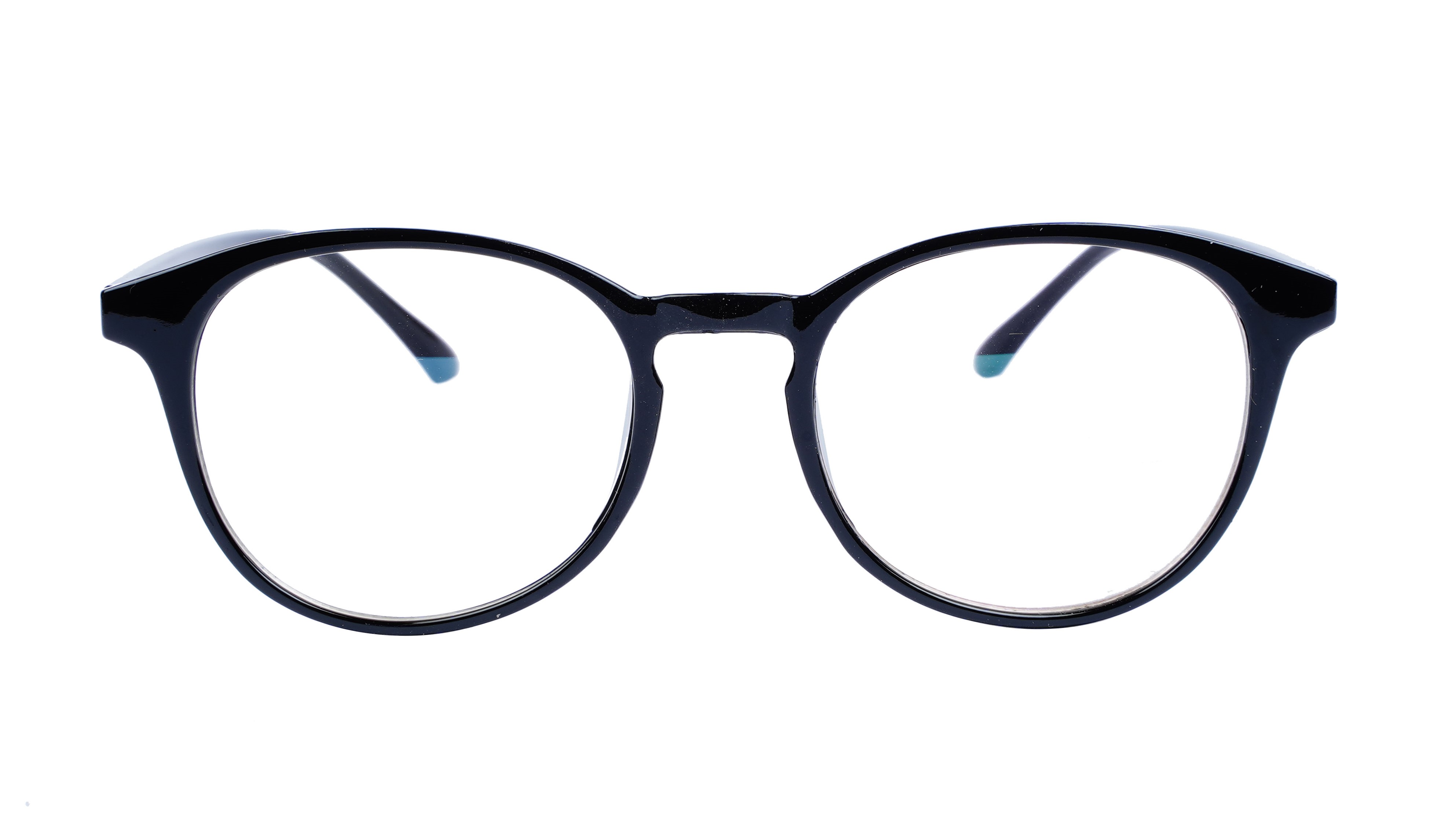 Unisex Large Round Spectacle Frame. Glossy Black Color