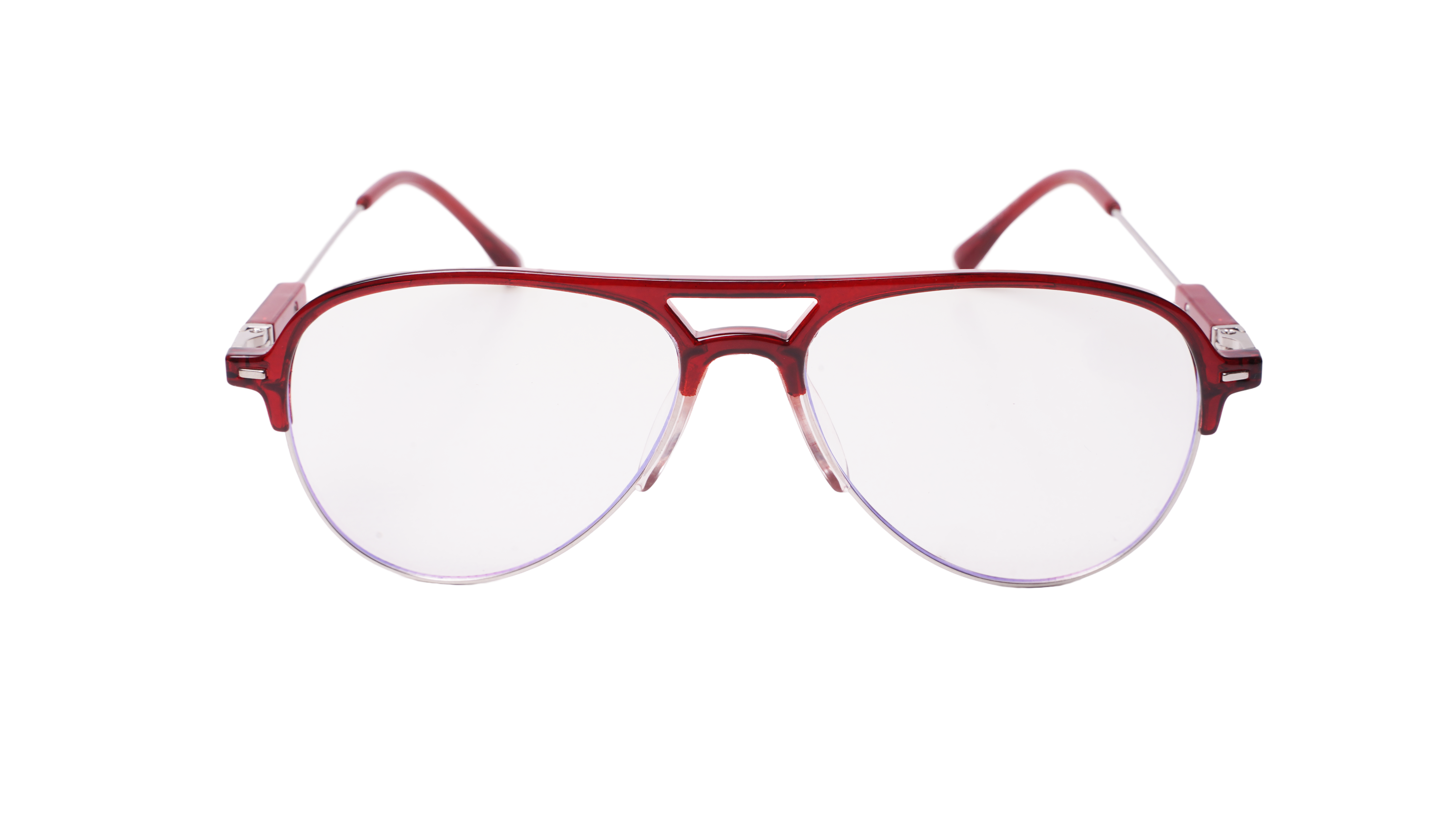 Soigné Unisex Large Half Rim Aviator Spectacle Frame.Red