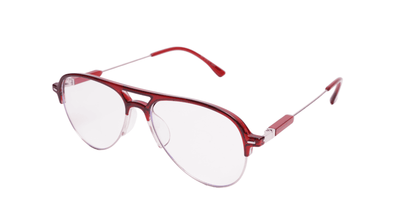 Soigné Unisex Large Half Rim Aviator Spectacle Frame.Red Soigné Unisex Large Half Rim Aviator Spectacle Frame.Red