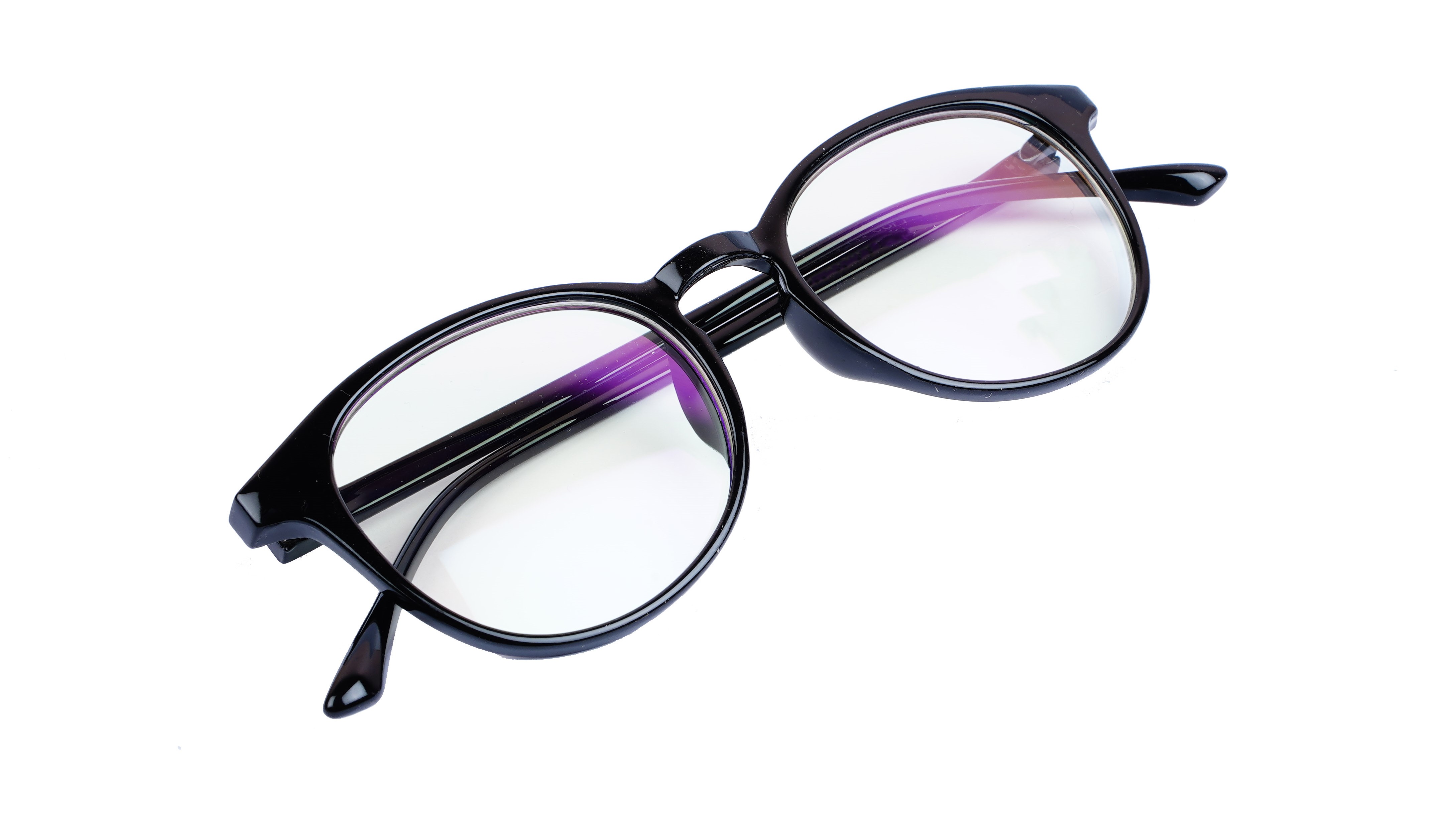 Unisex Large Round Spectacle Frame. Glossy Black Color