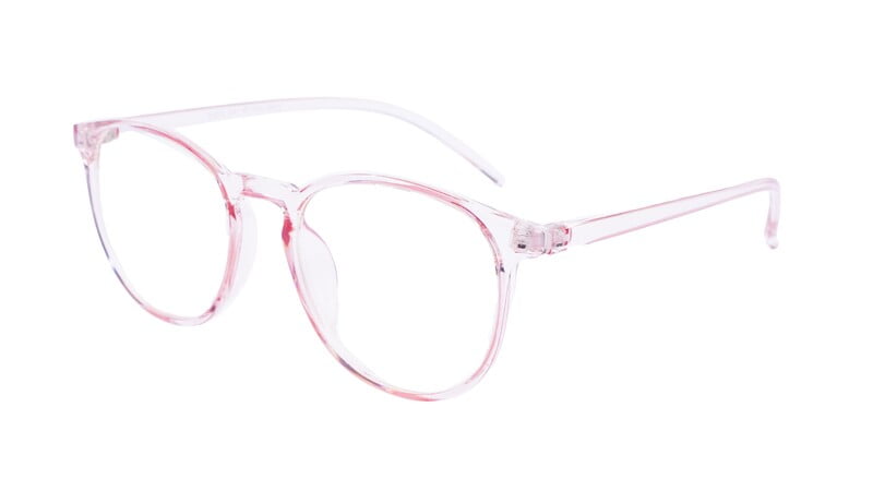 Female Round Large Spectacle Frame. See Through Pink Color Female Round Large Spectacle Frame. See Through Pink Color