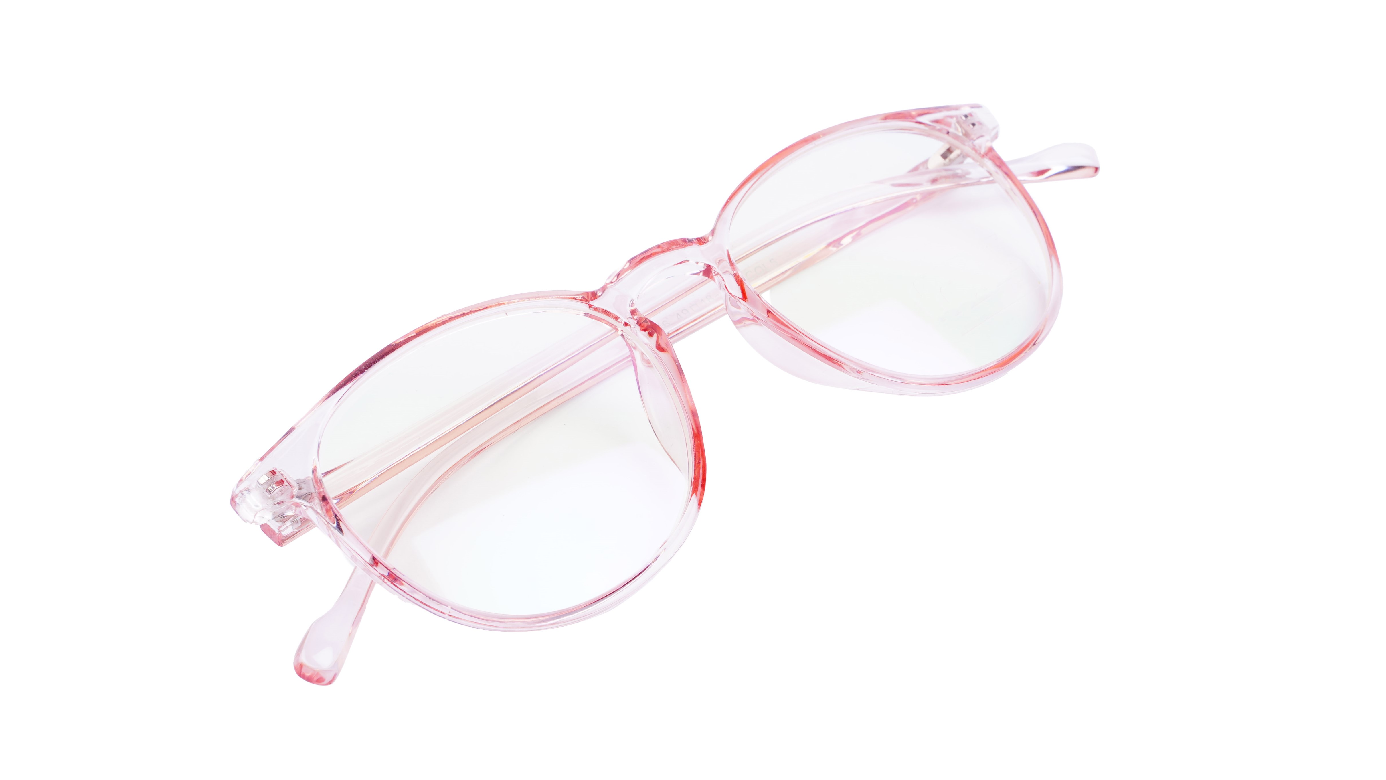 Female Round Large Spectacle Frame. See Through Pink Color