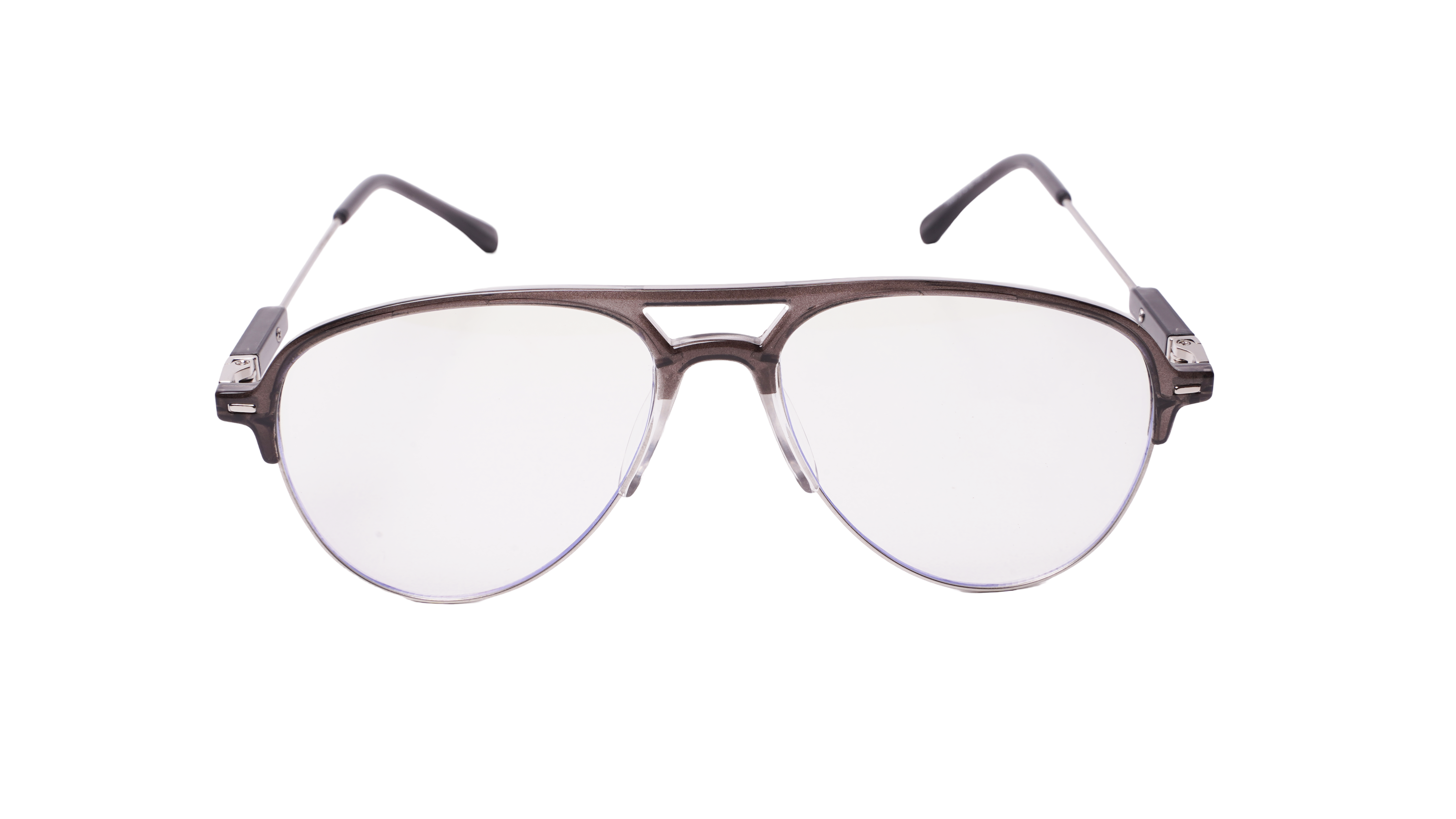 Soigné Unisex Large Half Rim Aviator Spectacle Frame.Gray