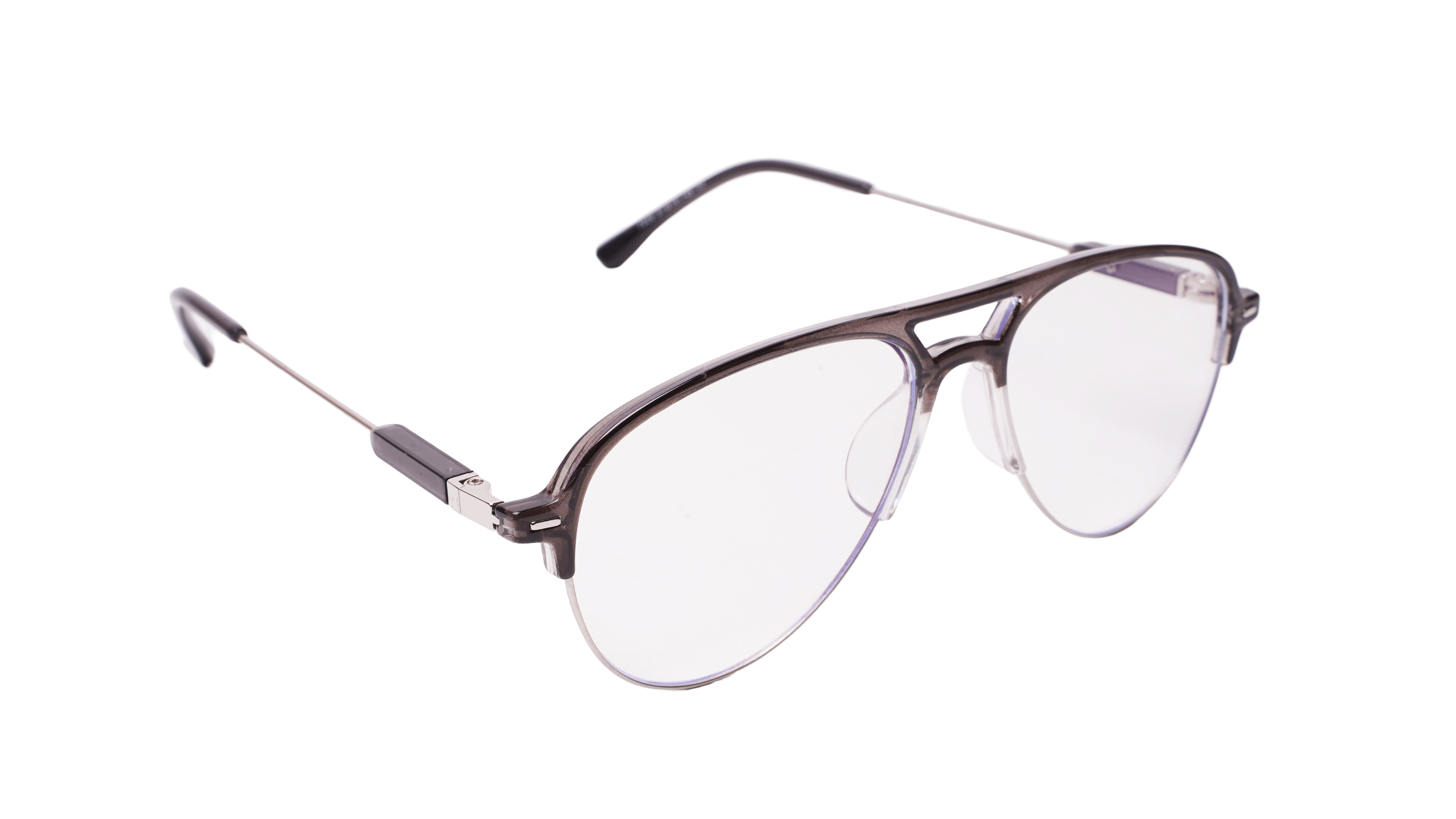 Soigné Unisex Large Half Rim Aviator Spectacle Frame.Gray