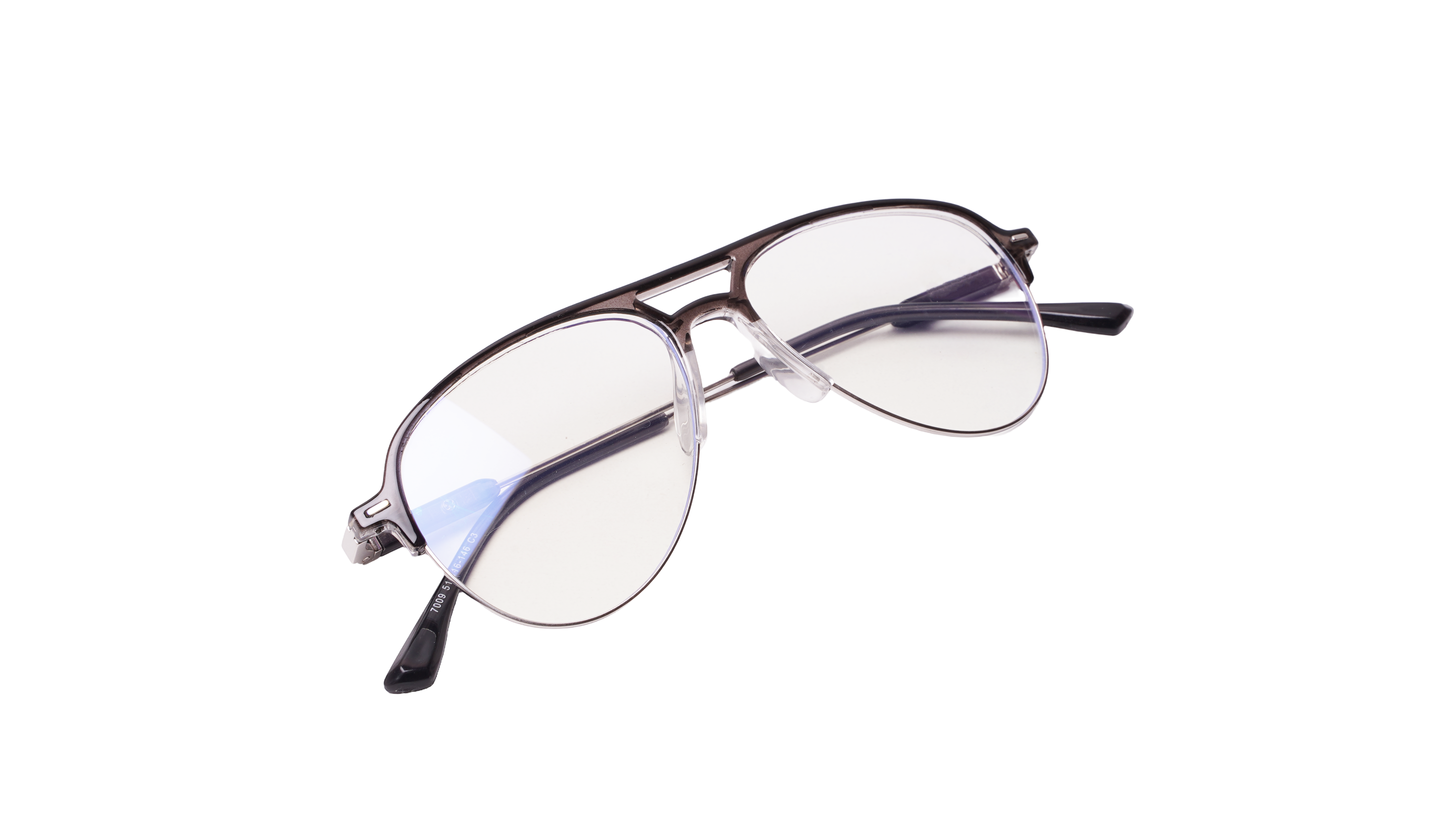 Soigné Unisex Large Half Rim Aviator Spectacle Frame.Gray