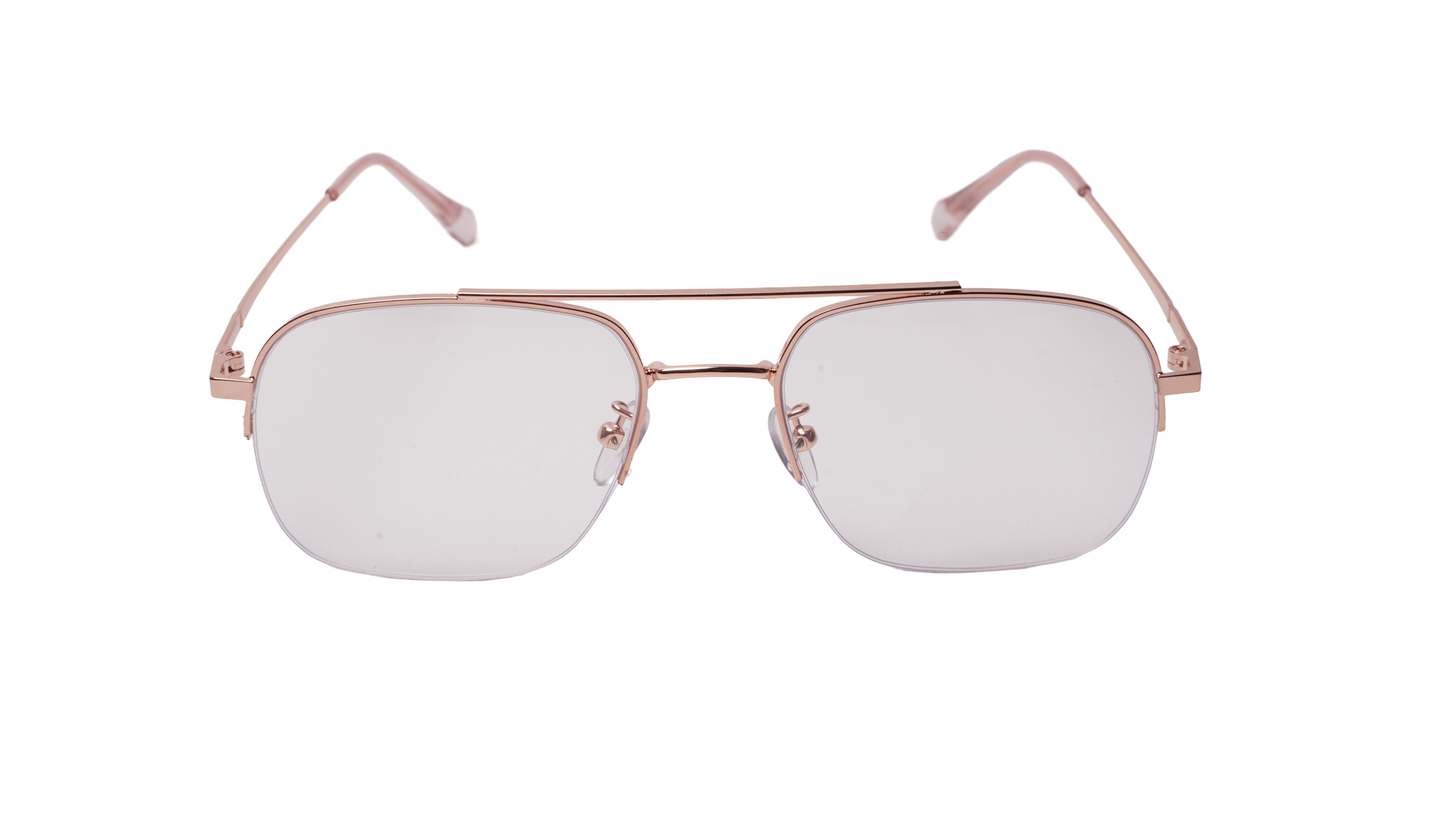Soigné Unisex Half Rim Rectangular Spectacle Frame.Rose Gold-Large