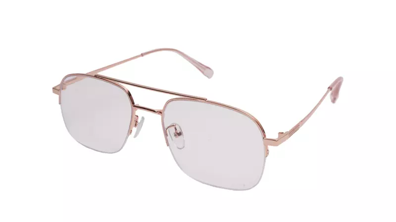 Soigné Unisex Half Rim Rectangular Spectacle Frame.Rose Gold-Large
