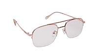 Soigné Unisex Half Rim Rectangular Spectacle Frame.Rose Gold-Large