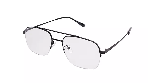 Soigné Unisex Half Rim Rectangular Large Spectacle Frame.Matte Black