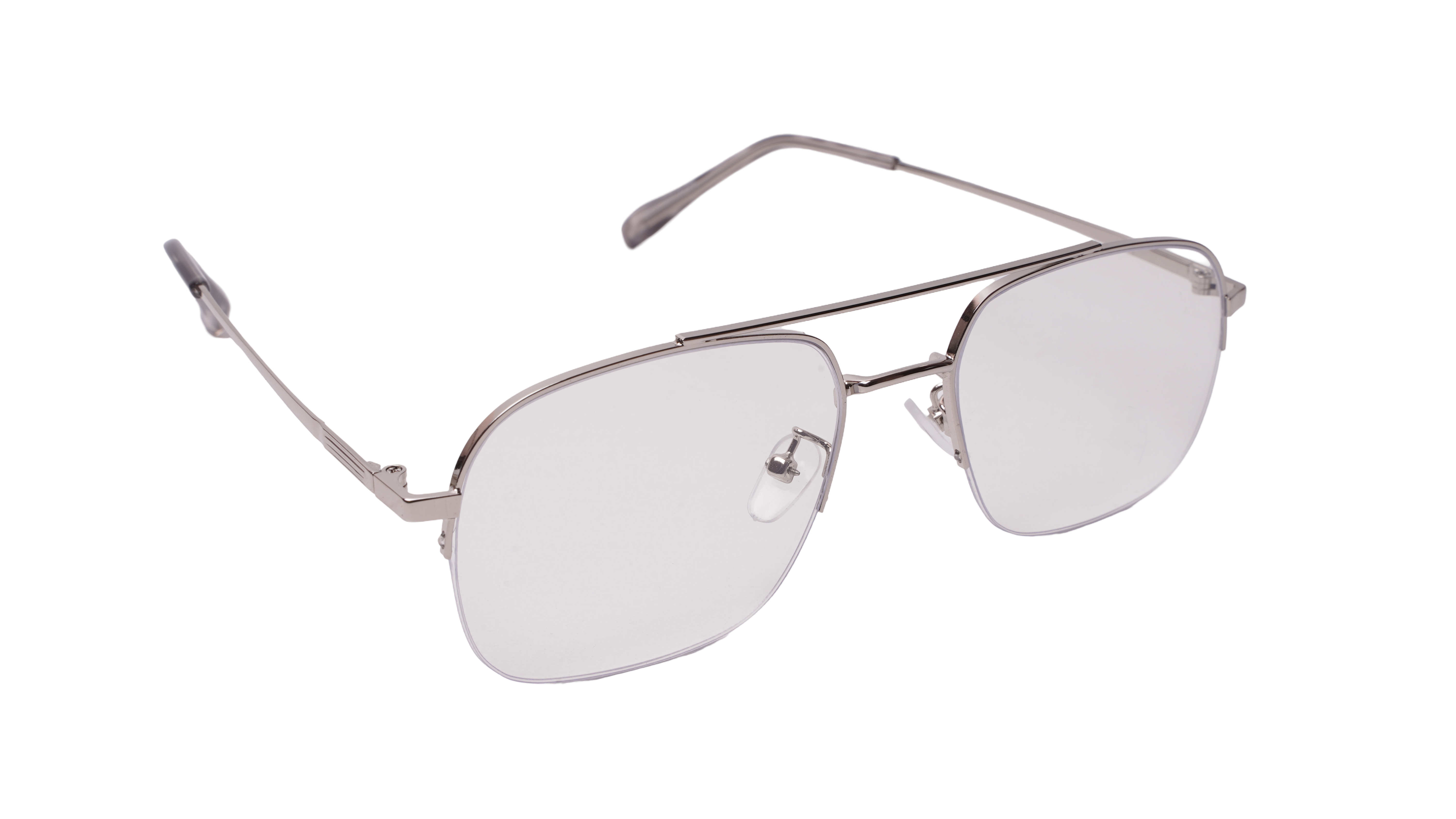 Soigné Unisex Half Rim Rectangular Spectacle Frame.Gray Color Frame-Large