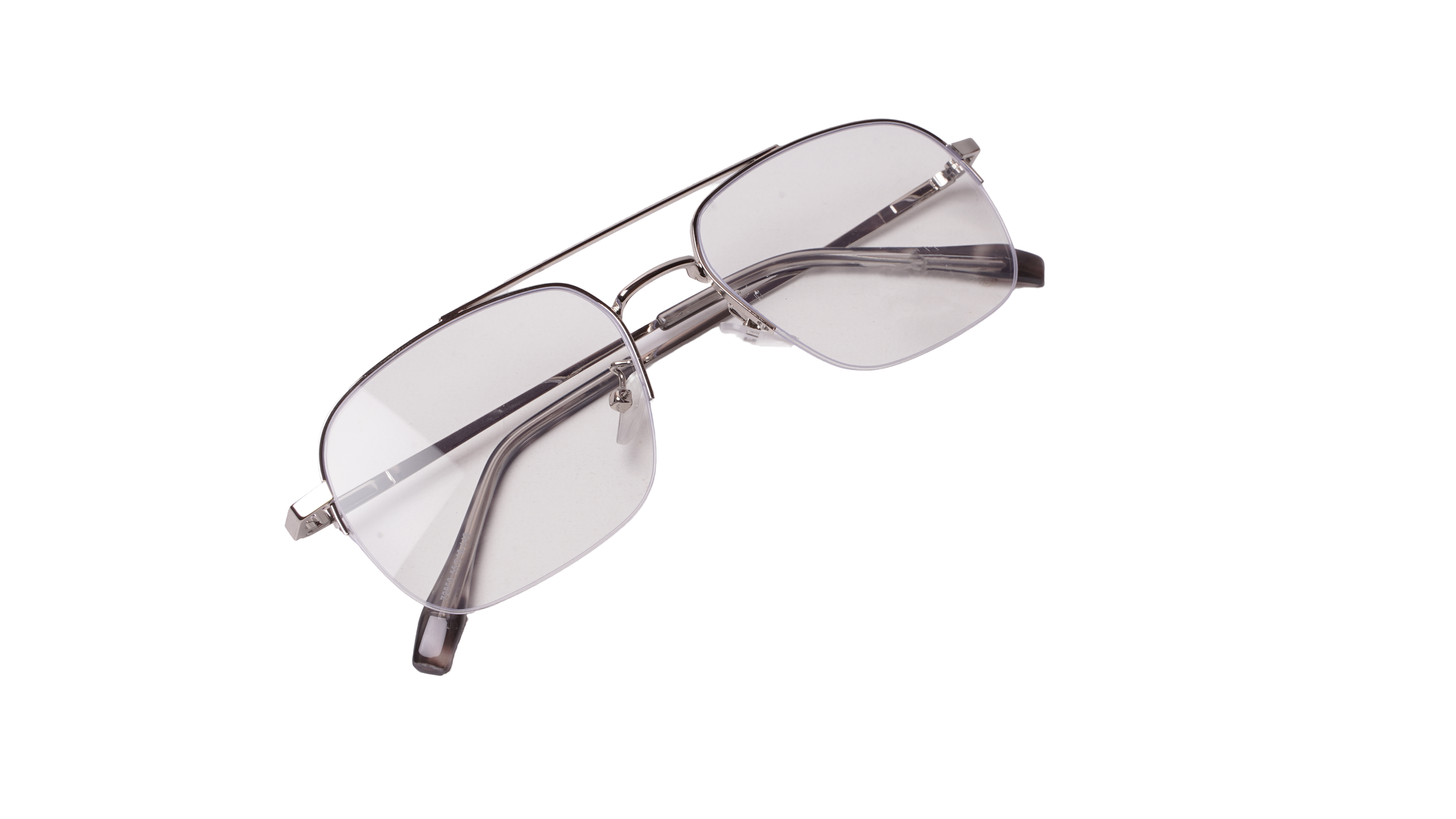 Soigné Unisex Half Rim Rectangular Spectacle Frame.Gray Color Frame-Large