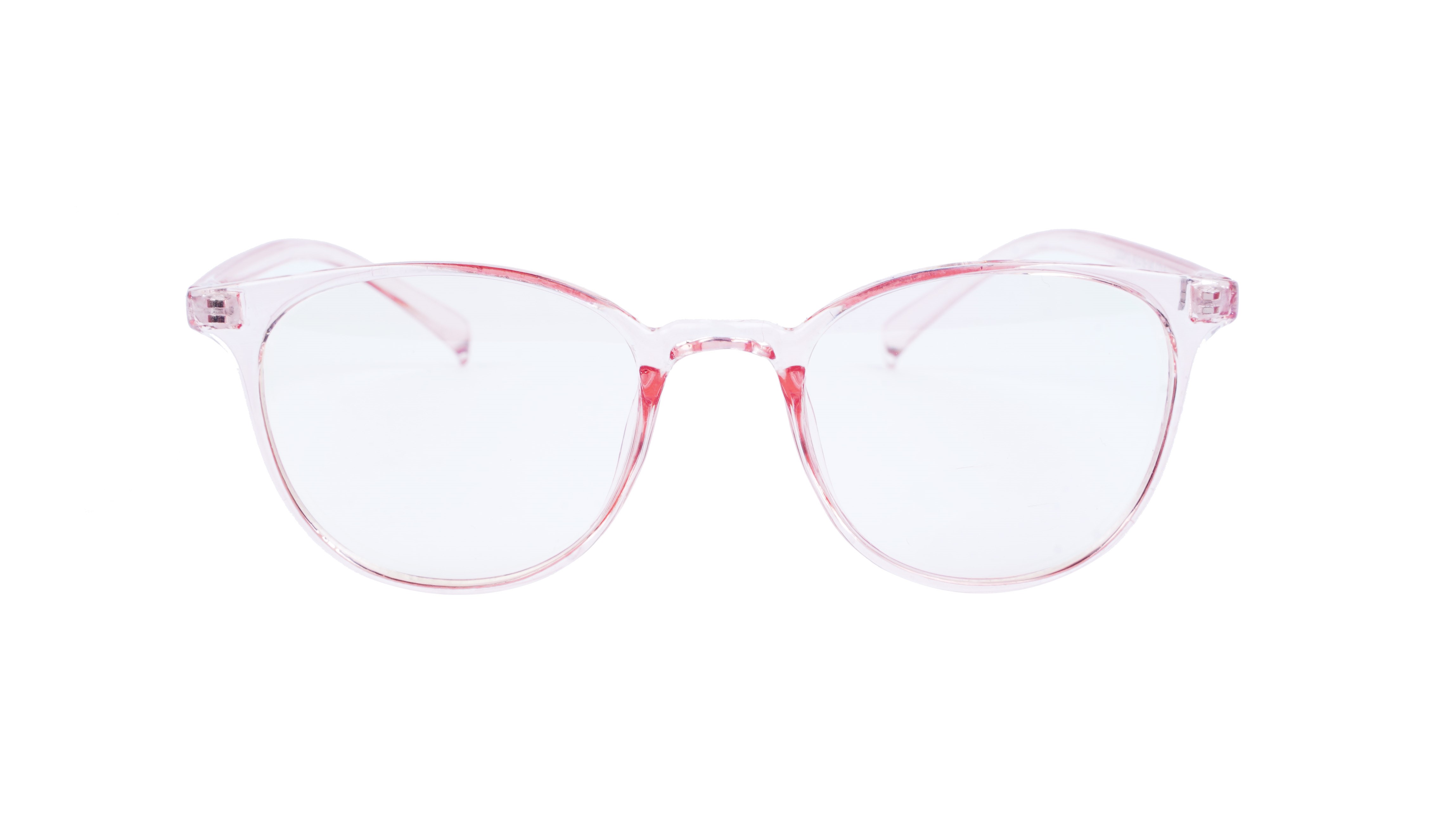 Female Round Medium Spectacle. See Through Pink Color