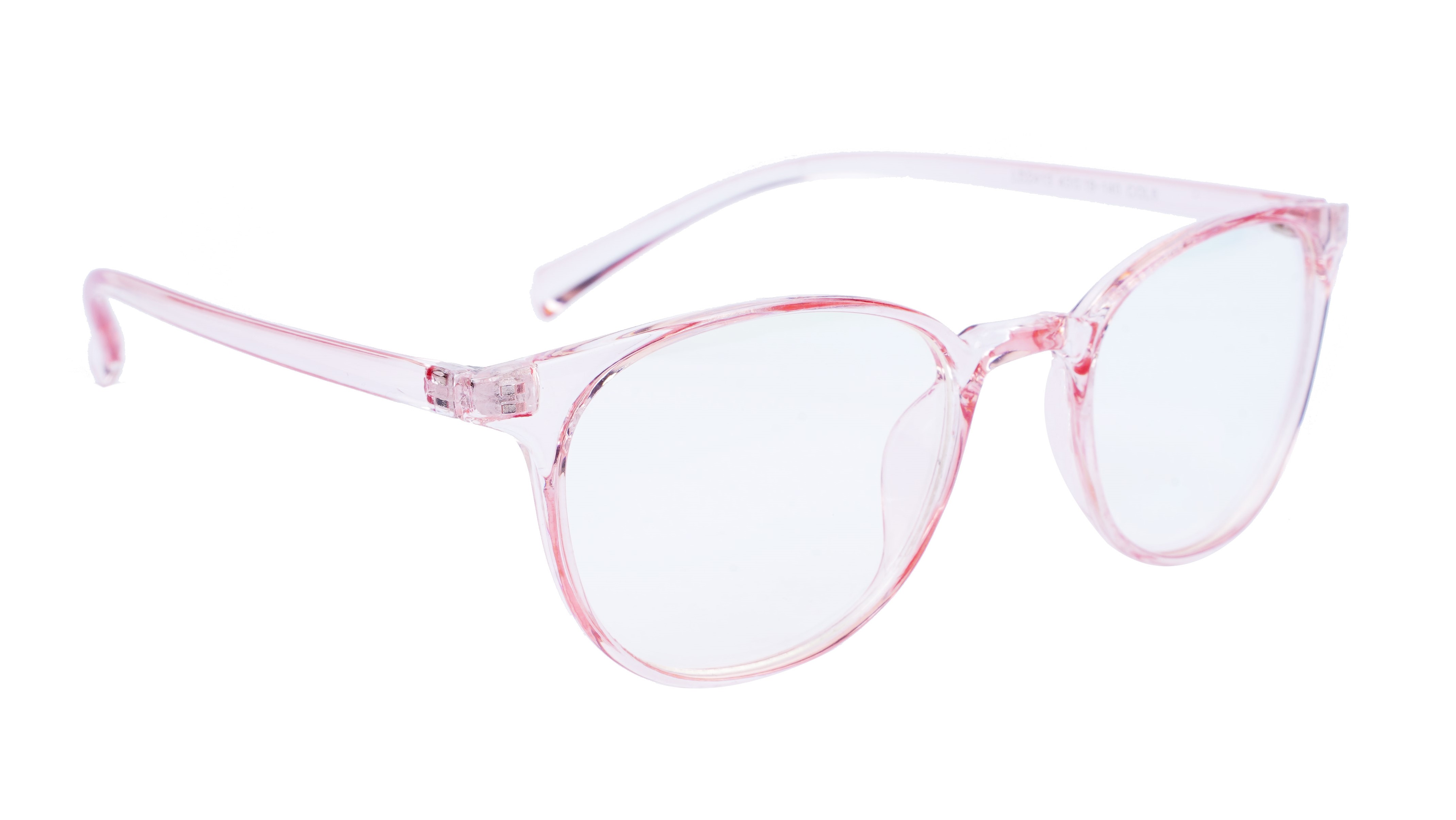 Female Round Medium Spectacle. See Through Pink Color