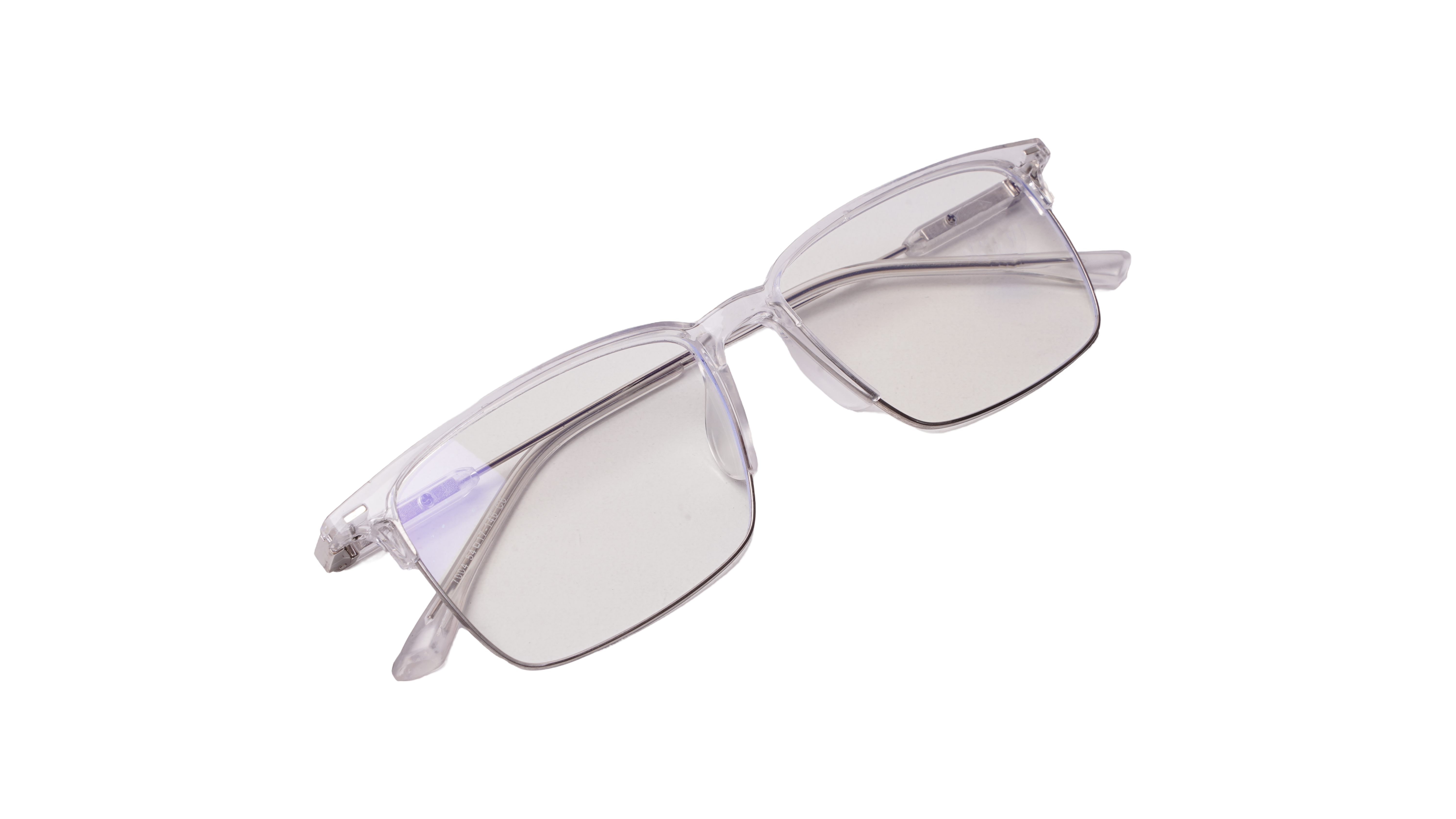 Soigné Unisex Half Rim Rectangular Spectacle Frame.Transparent-Large
