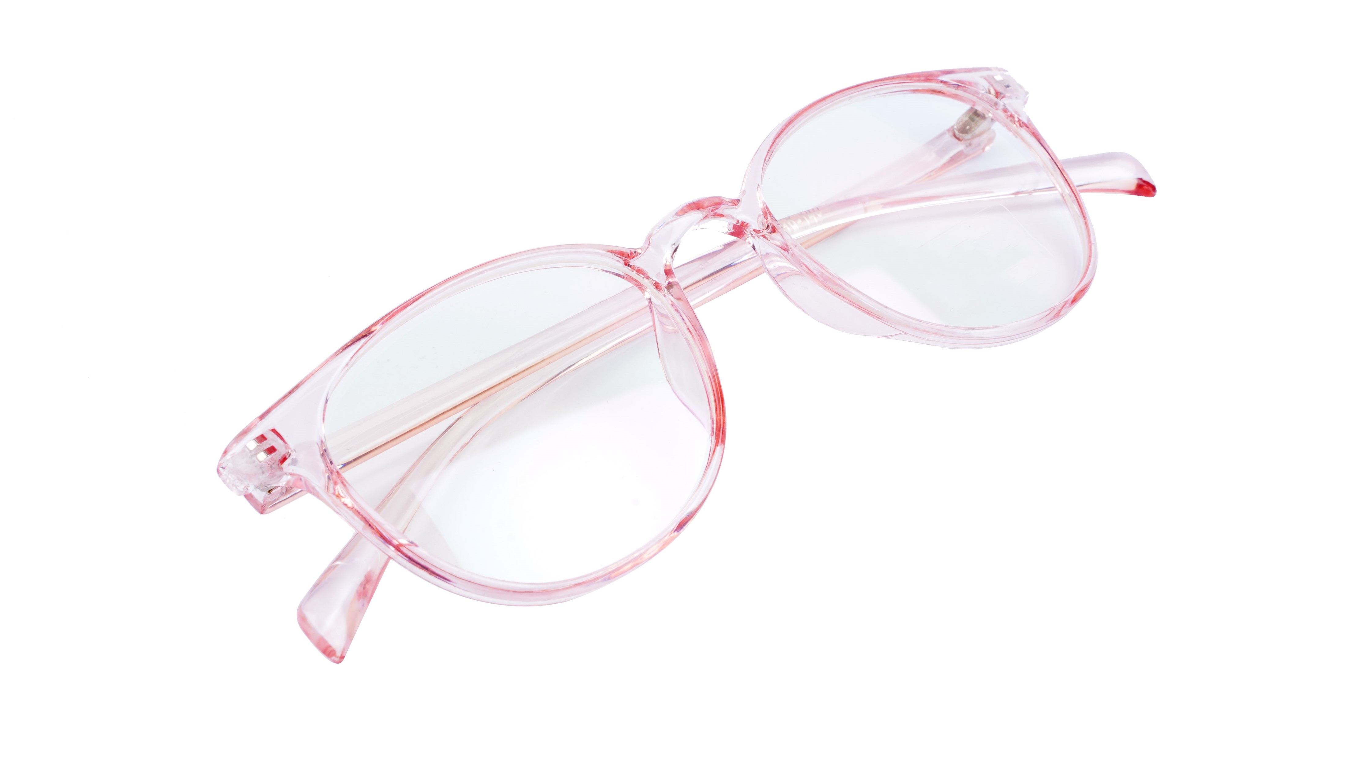 Female Round Medium Spectacle. See Through Pink Color