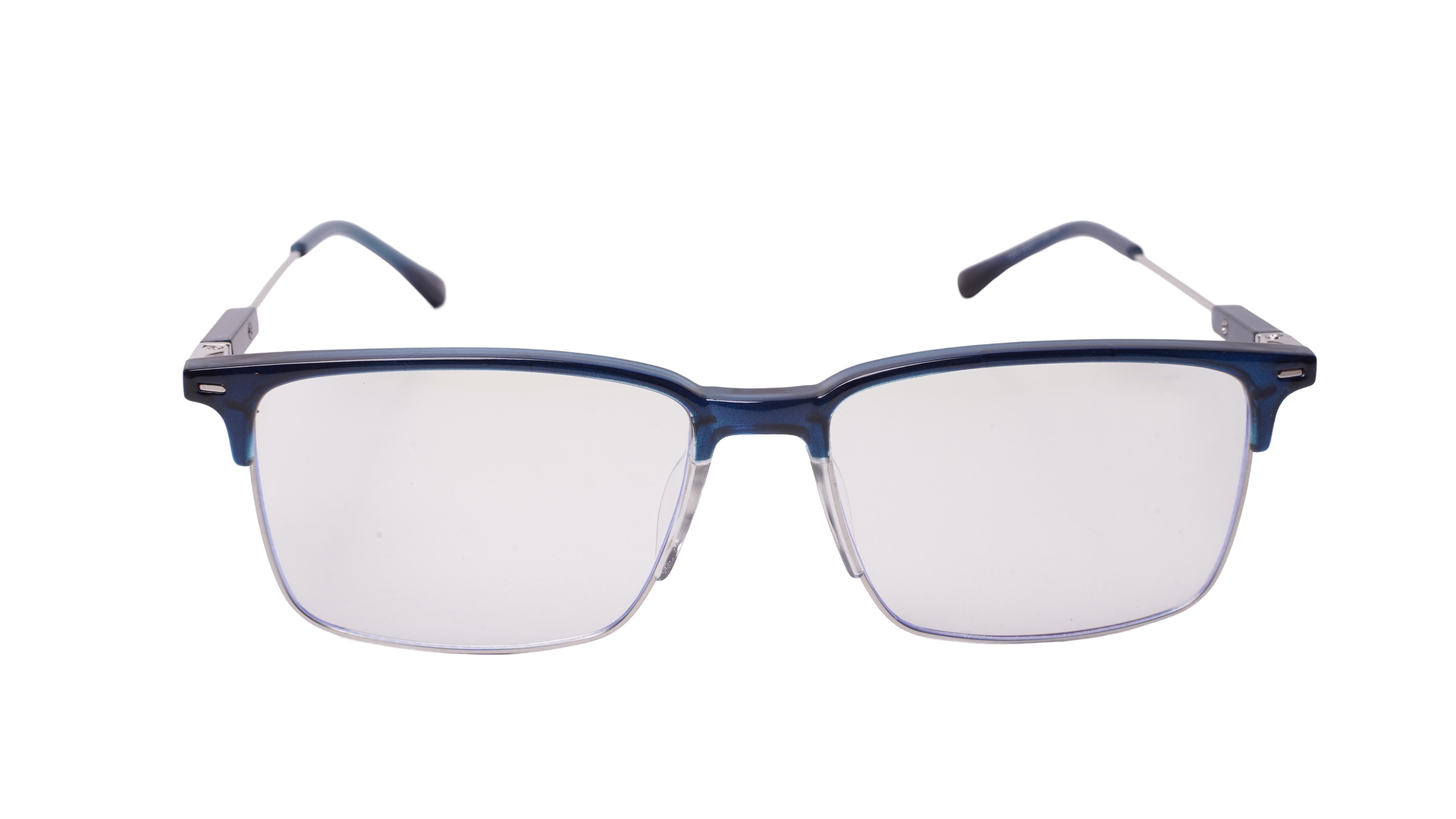 Soigné Unisex Half Rim Rectangular Spectacle Frame.Blue-Large