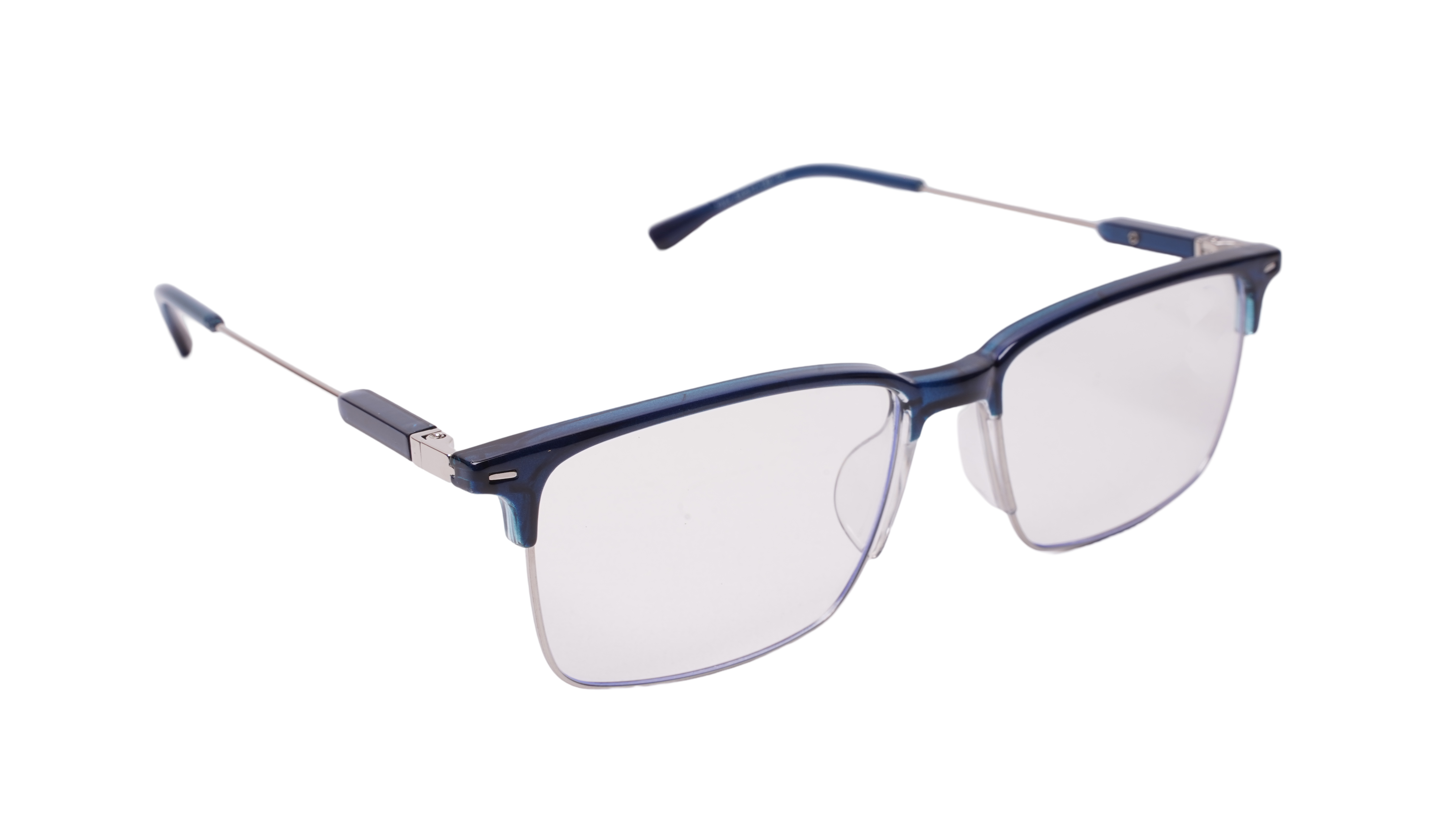 Soigné Unisex Half Rim Rectangular Spectacle Frame.Blue-Large