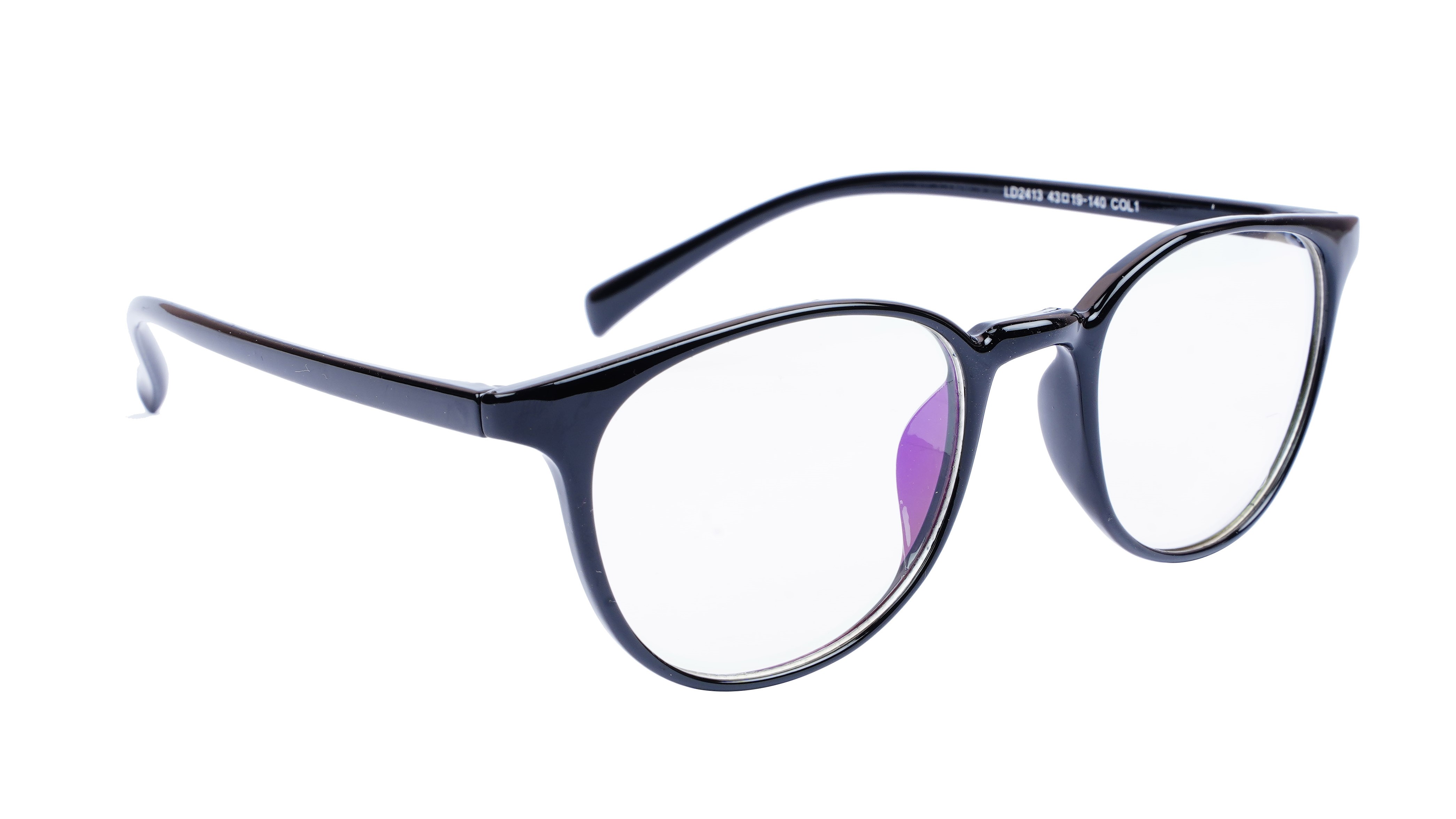 Unisex Medium Full Rim Round Spectacle Frame. Matte Black