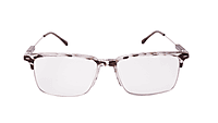 Soigné Unisex Half Rim Rectangular Spectacle Frame.Brown&Transparent-Large