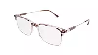 Soigné Unisex Half Rim Rectangular Spectacle Frame.Brown&Transparent-Large