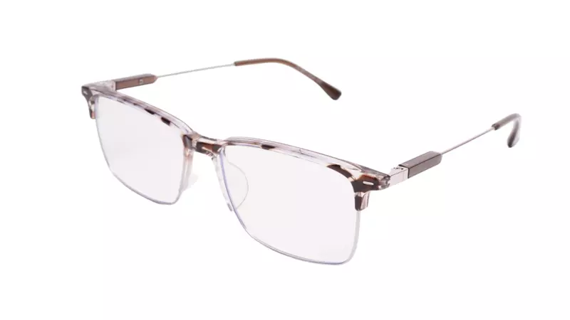 Soigné Unisex Half Rim Rectangular Spectacle Frame.Brown&Transparent-Large
