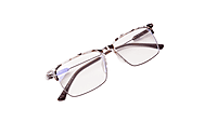 Soigné Unisex Half Rim Rectangular Spectacle Frame.Brown&Transparent-Large