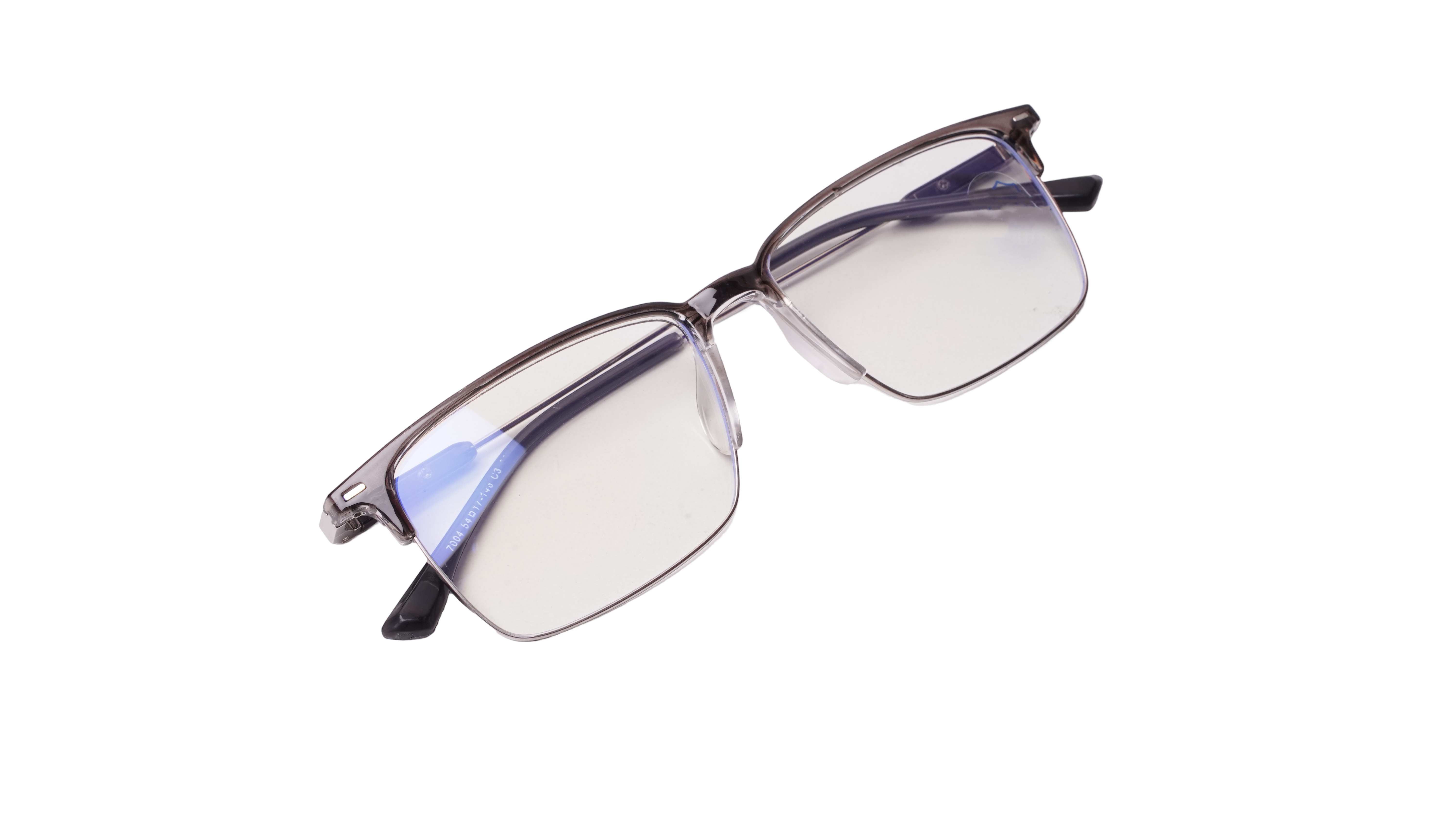 Soigné Unisex Half Rim Rectangular Spectacle Frame.Gray-Large