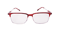 Soigné Unisex Half Rim Rectangular Spectacle Frame.Red-Large