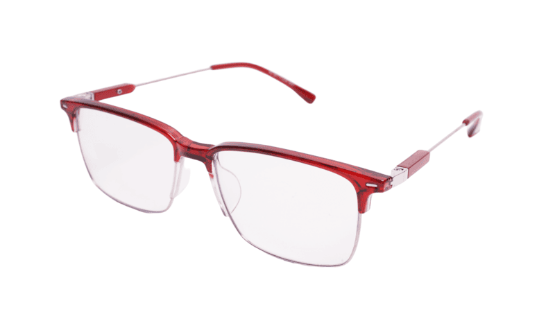 Soigné Unisex Half Rim Rectangular Spectacle Frame.Red-Large