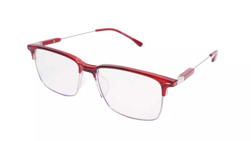 Soigné Unisex Half Rim Rectangular Spectacle Frame.Red-Large