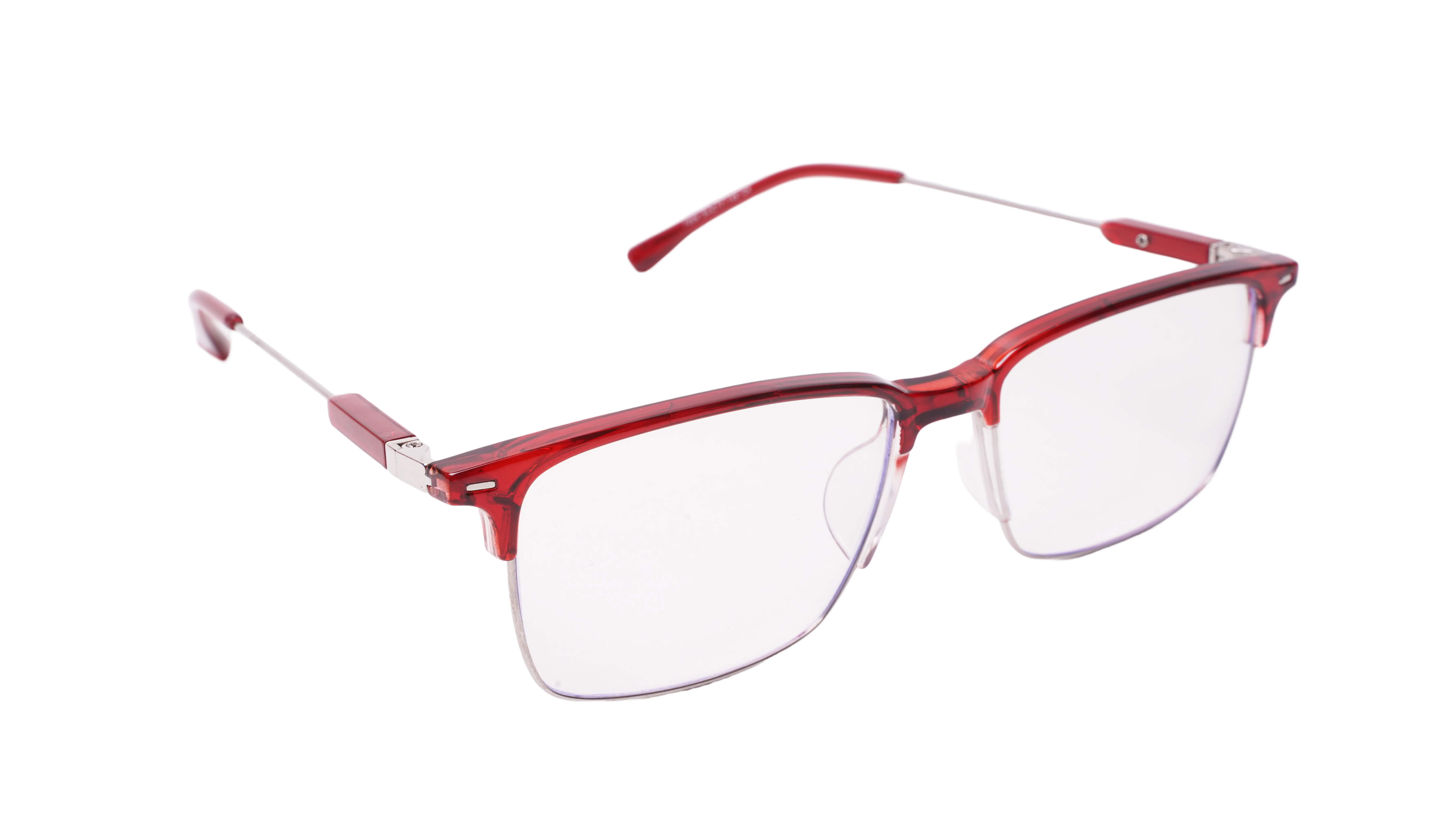 Soigné Unisex Half Rim Rectangular Spectacle Frame.Red-Large