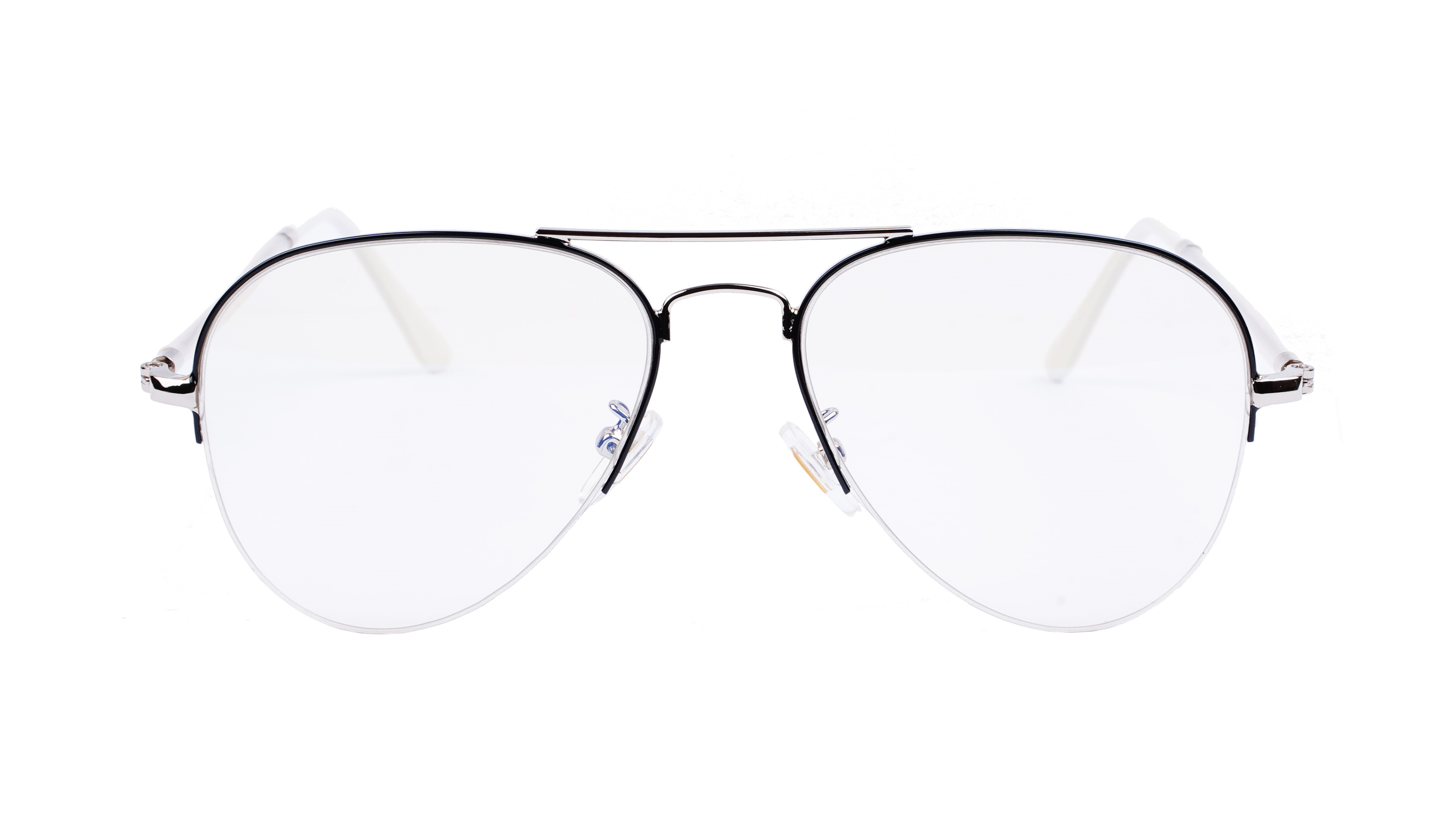 Unisex Medium Half Rim Aviator Spectacle Frame. Silver&Black Color