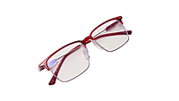 Soigné Unisex Half Rim Rectangular Spectacle Frame.Red-Large