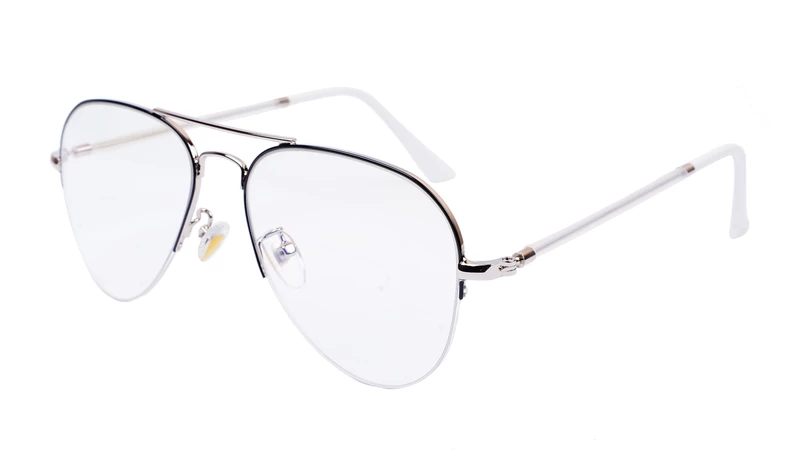 Unisex Medium Half Rim Aviator Spectacle Frame. Silver&Black Color