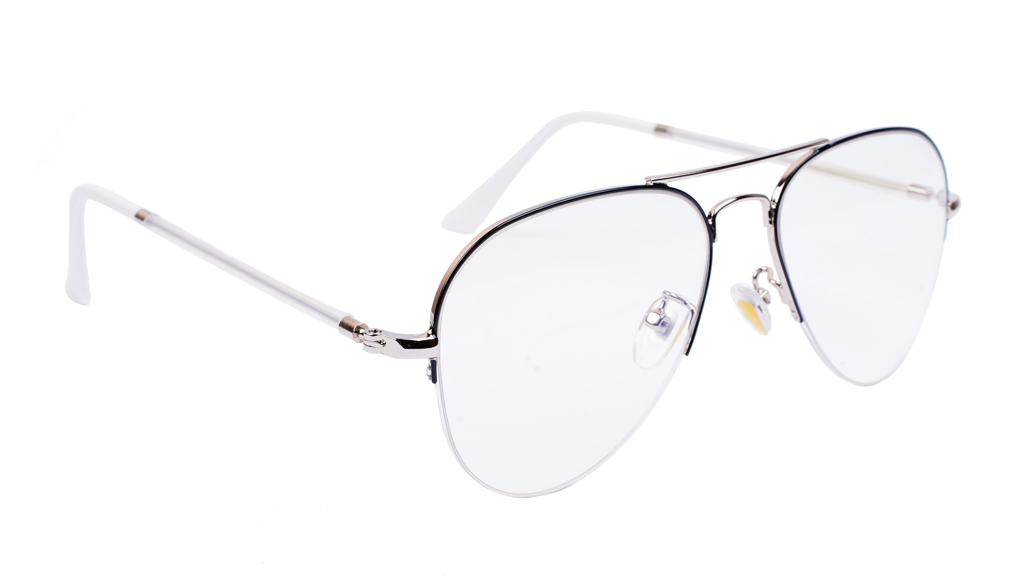 Unisex Medium Half Rim Aviator Spectacle Frame. Silver&Black Color