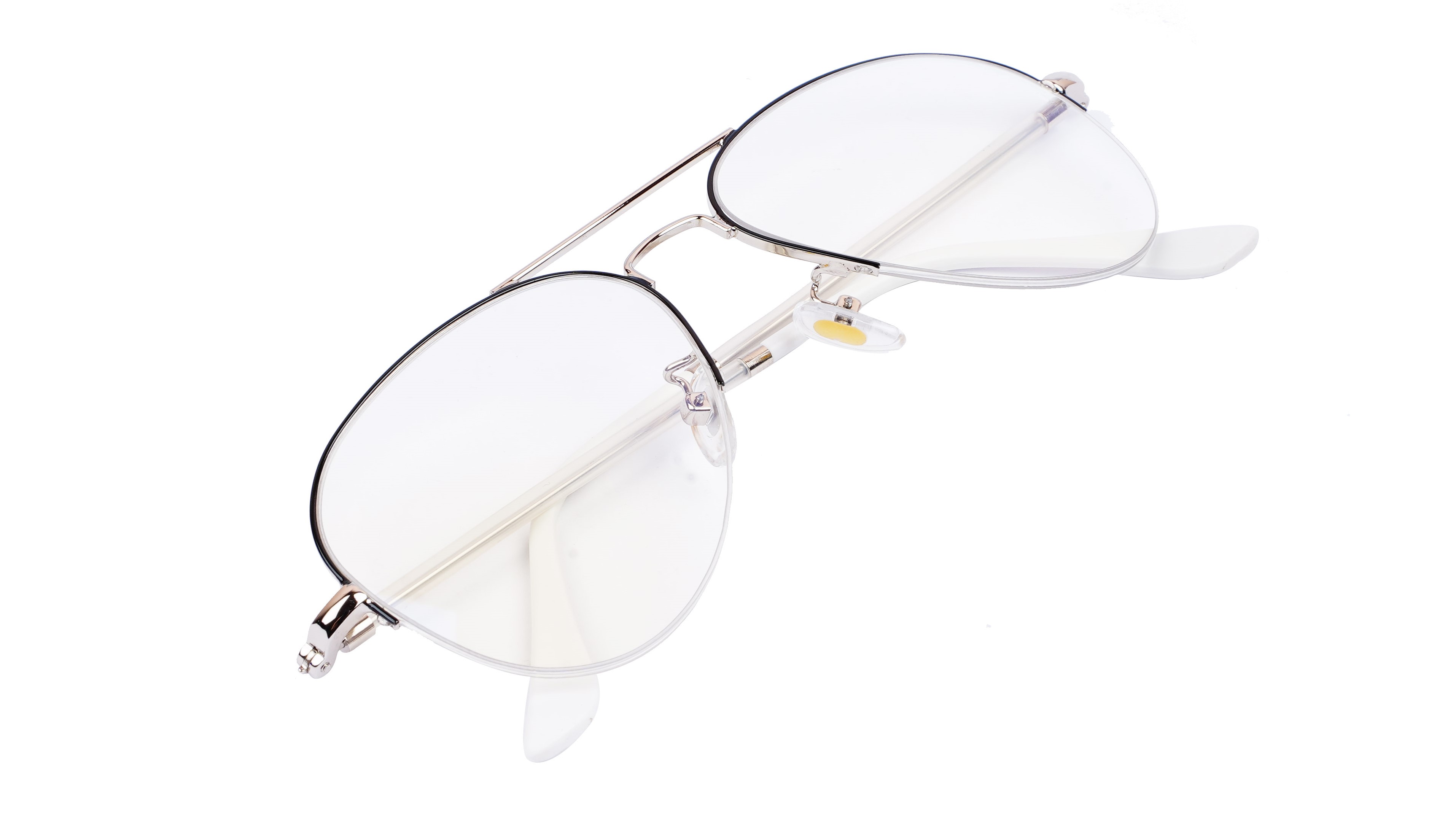 Unisex Medium Half Rim Aviator Spectacle Frame. Silver&Black Color