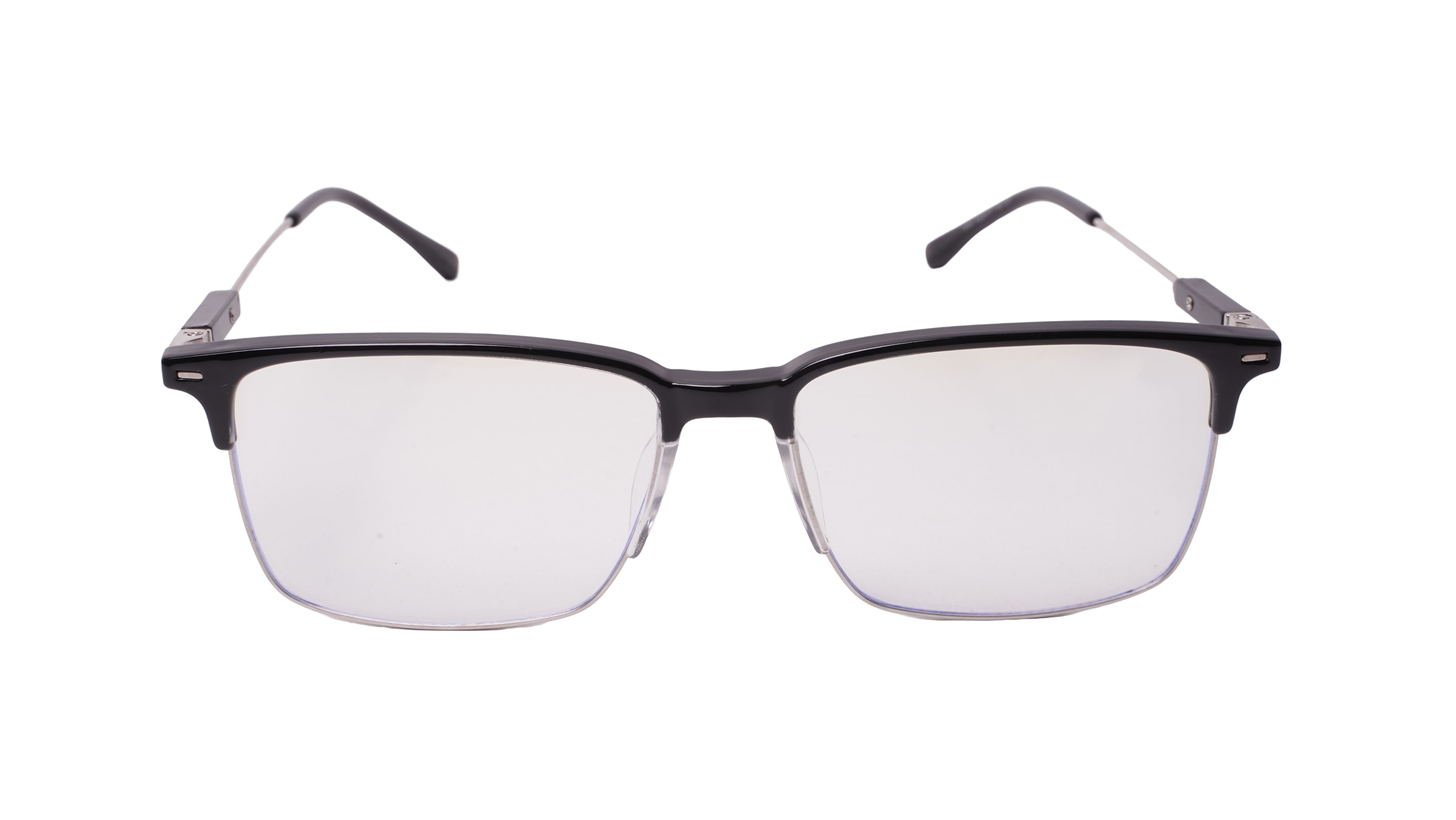 Soigné Unisex Half Rim Rectangular Spectacle Frame.Black-Large