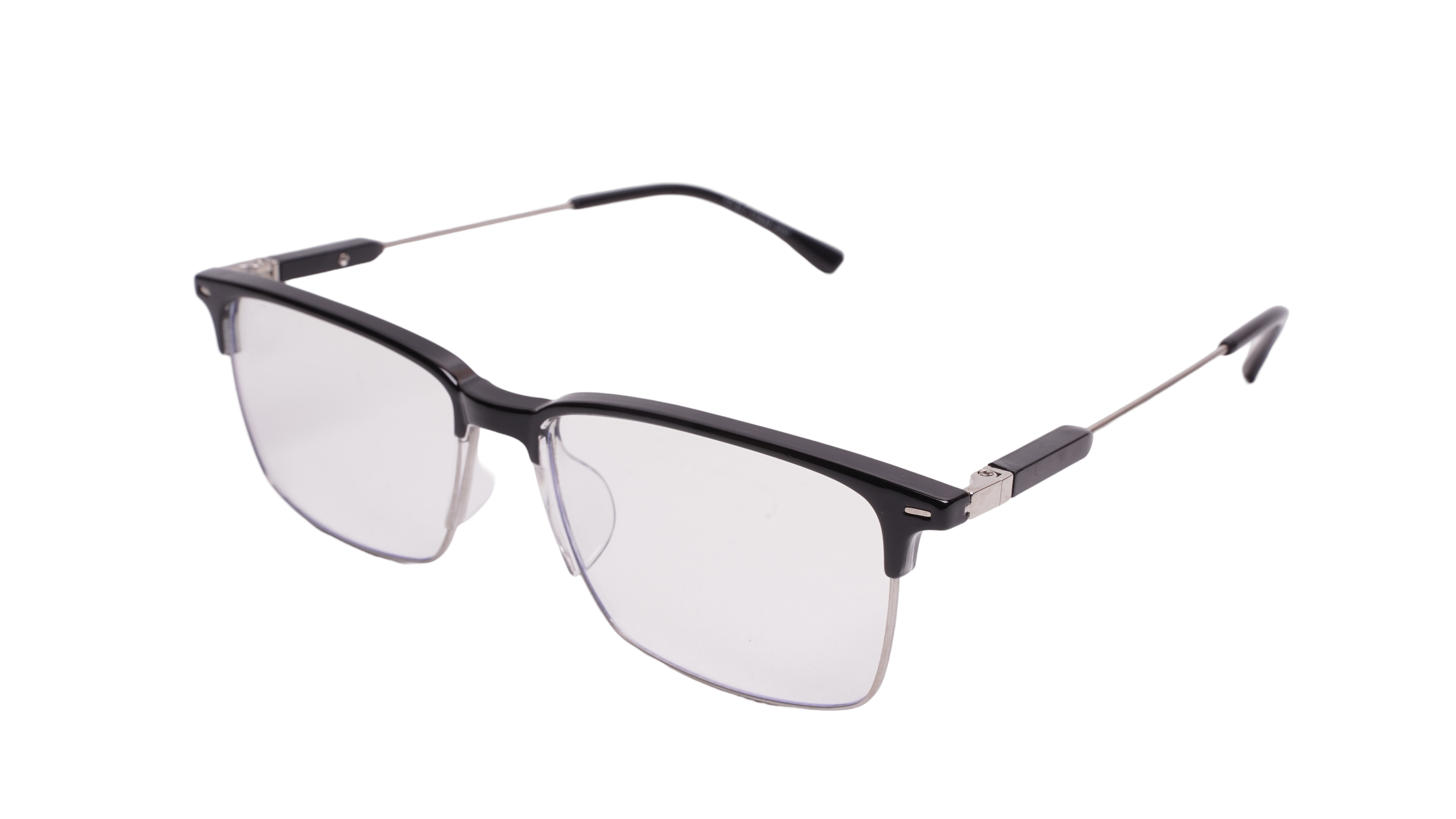 Soigné Unisex Half Rim Rectangular Spectacle Frame.Black-Large